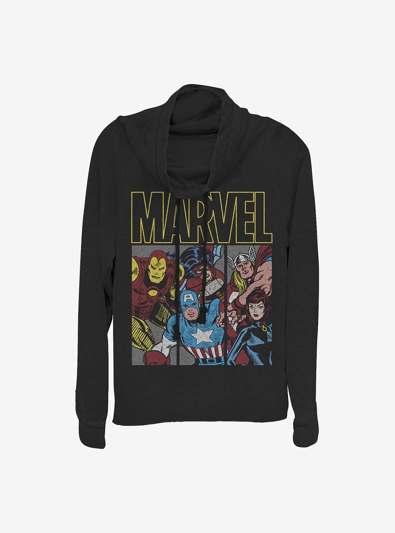 Marvel Avengers Marvel Group Cowlneck Long-Sleeve Girls Top, BLACK, hi-res