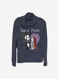 The Nightmare Before Christmas Jack & Sally Together Forever Cowlneck Long-Sleeve Girls Top, NAVY, hi-res