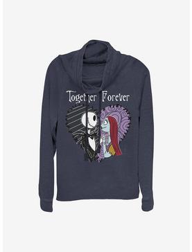 Disney The Nightmare Before Christmas Together Forever Cowlneck Long-Sleeve Girls Top, NAVY, hi-res