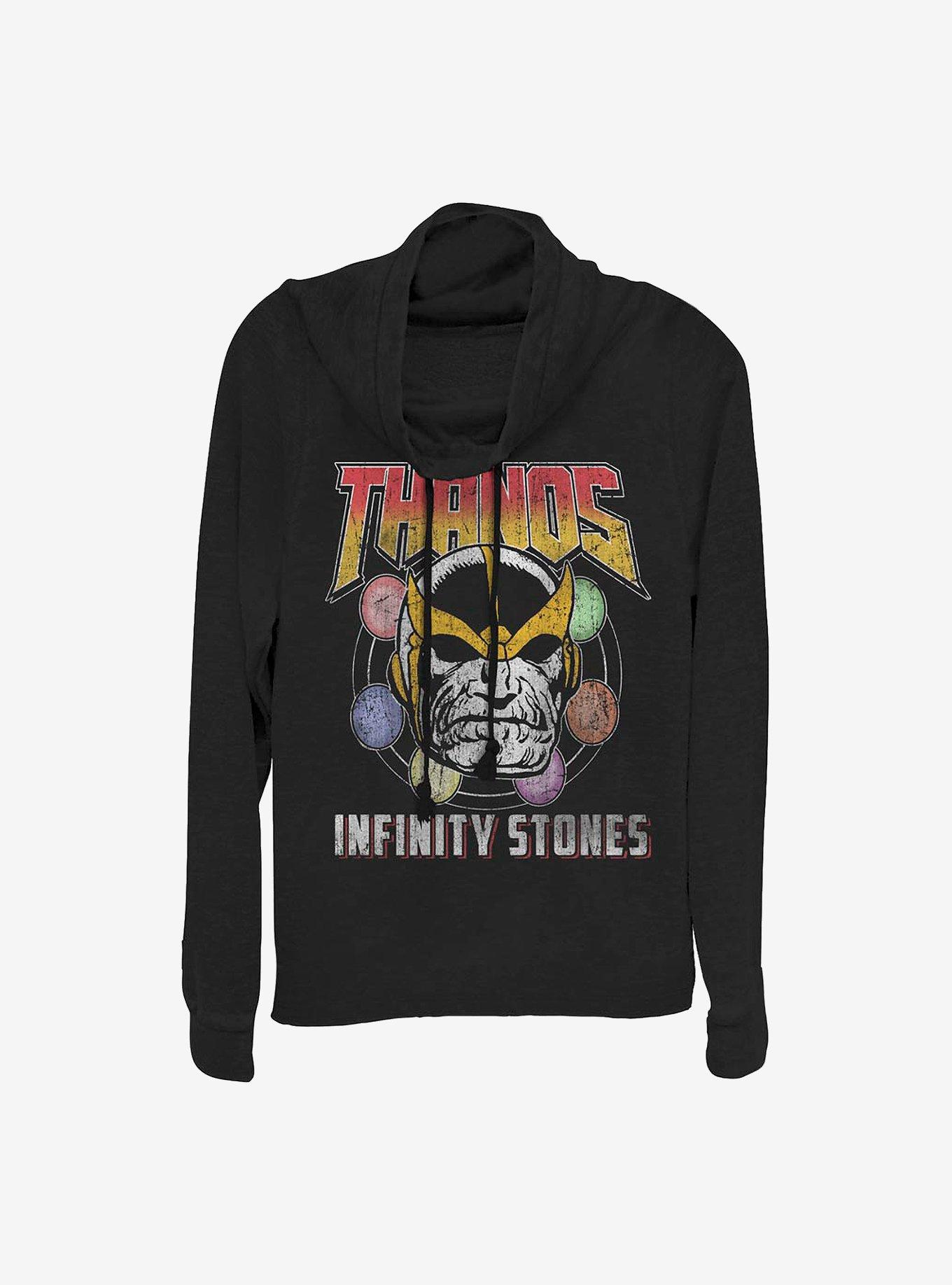 Marvel Avengers Thanos Stones Cowlneck Long-Sleeve Girls Top, BLACK, hi-res