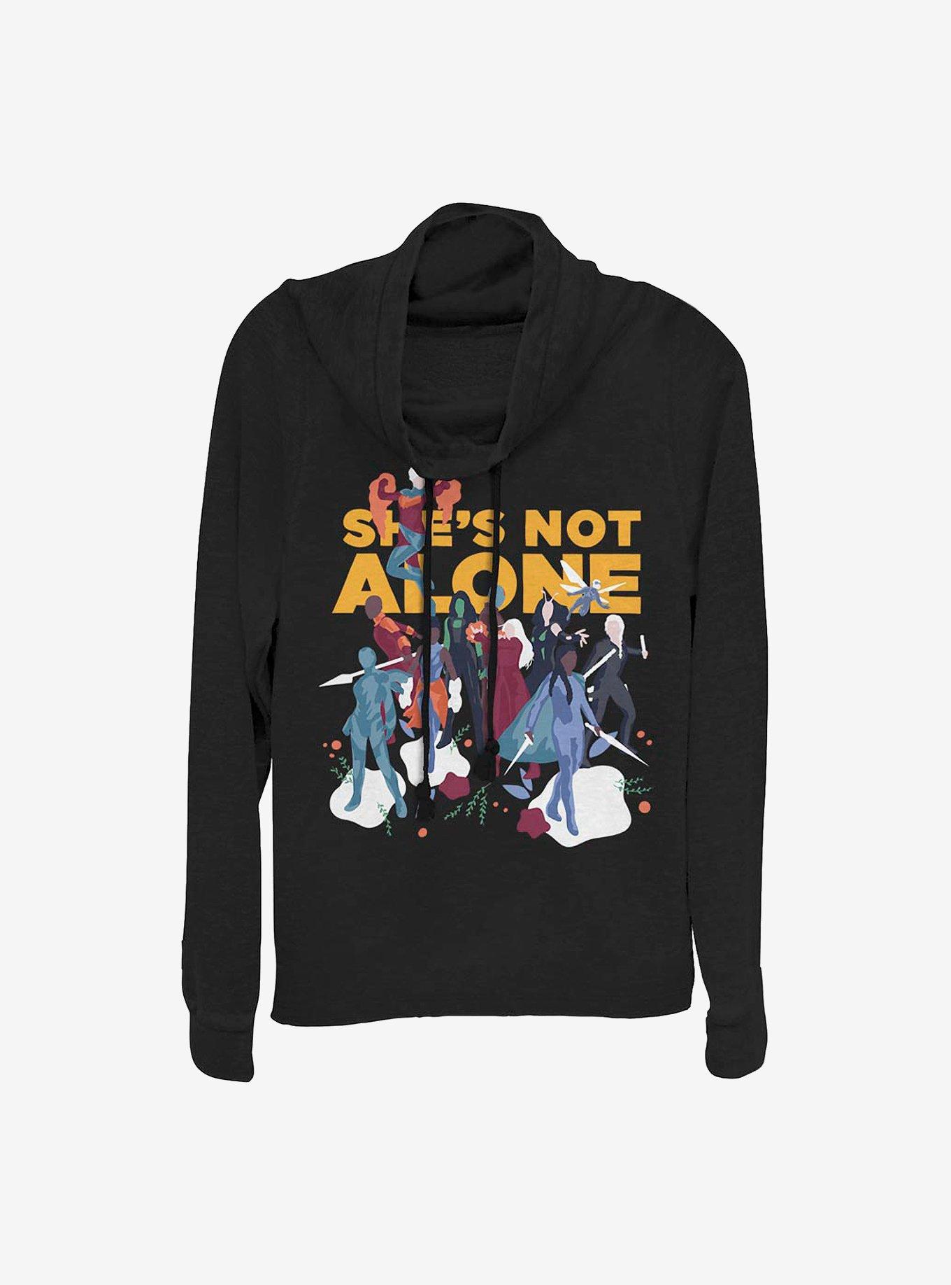 Marvel Avengers She's Not Alone Cowlneck Long-Sleeve Girls Top, BLACK, hi-res