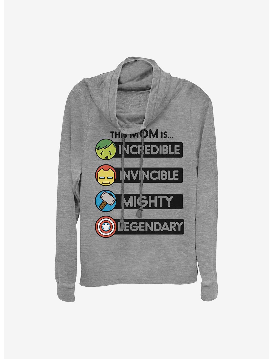Marvel Avengers This Mom Is... Cowlneck Long-Sleeve Girls Top, GRAY HTR, hi-res