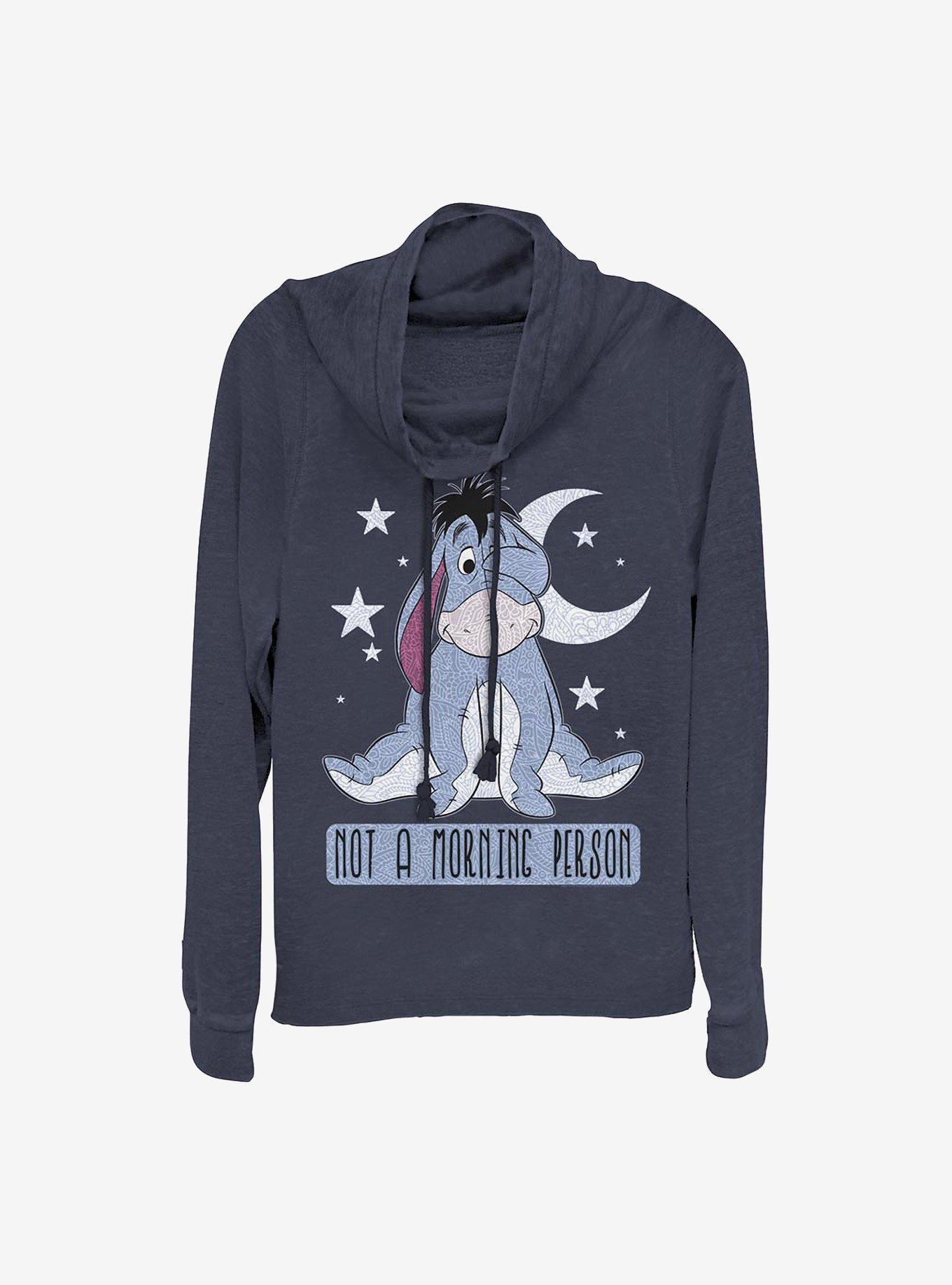 Disney Winnie The Pooh Eeyore Not Morning Cowlneck Long-Sleeve Girls Top, NAVY, hi-res