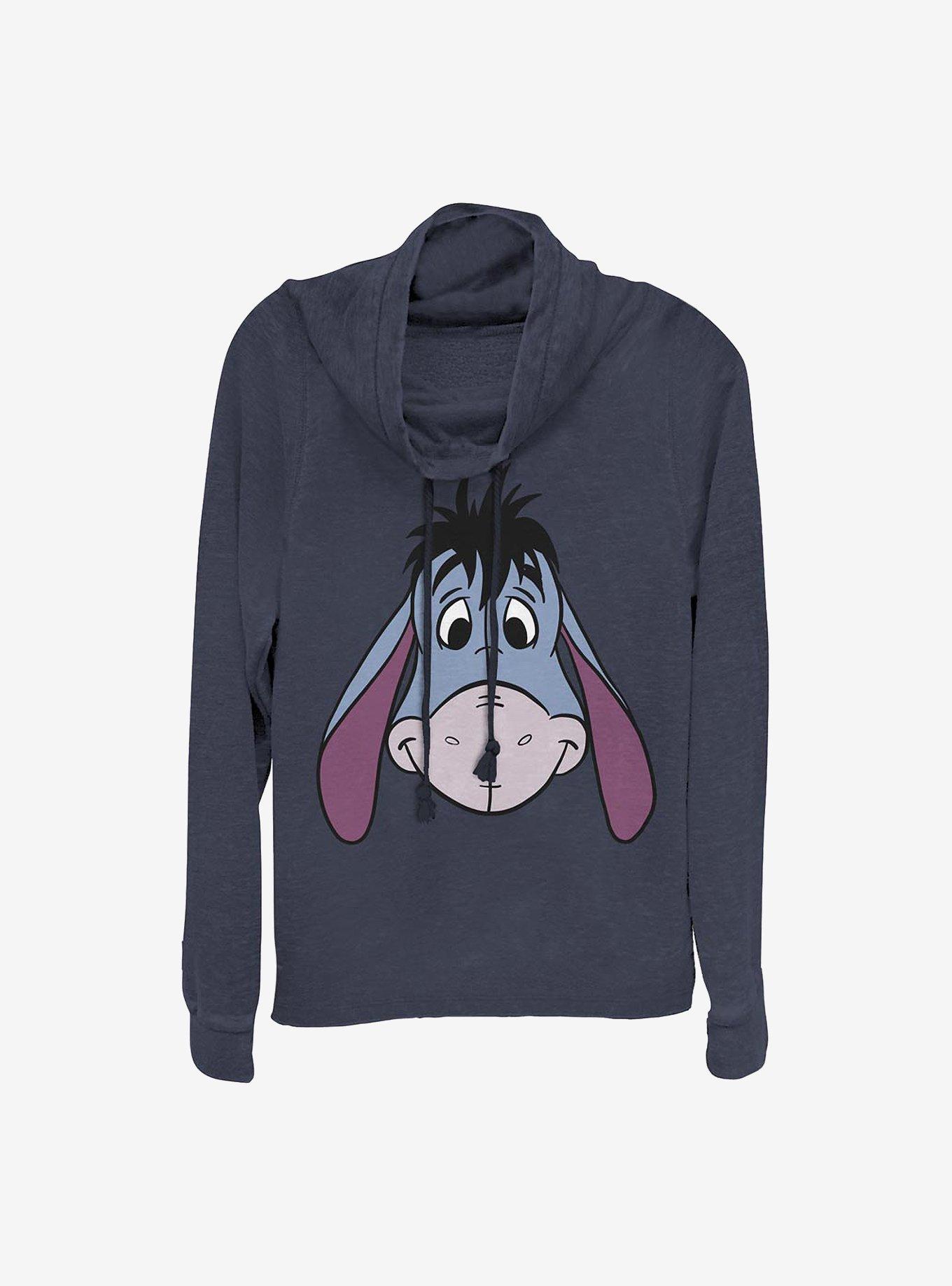 Disney Winnie The Pooh Eeyore Big Face Cowlneck Long-Sleeve Girls Top, NAVY, hi-res