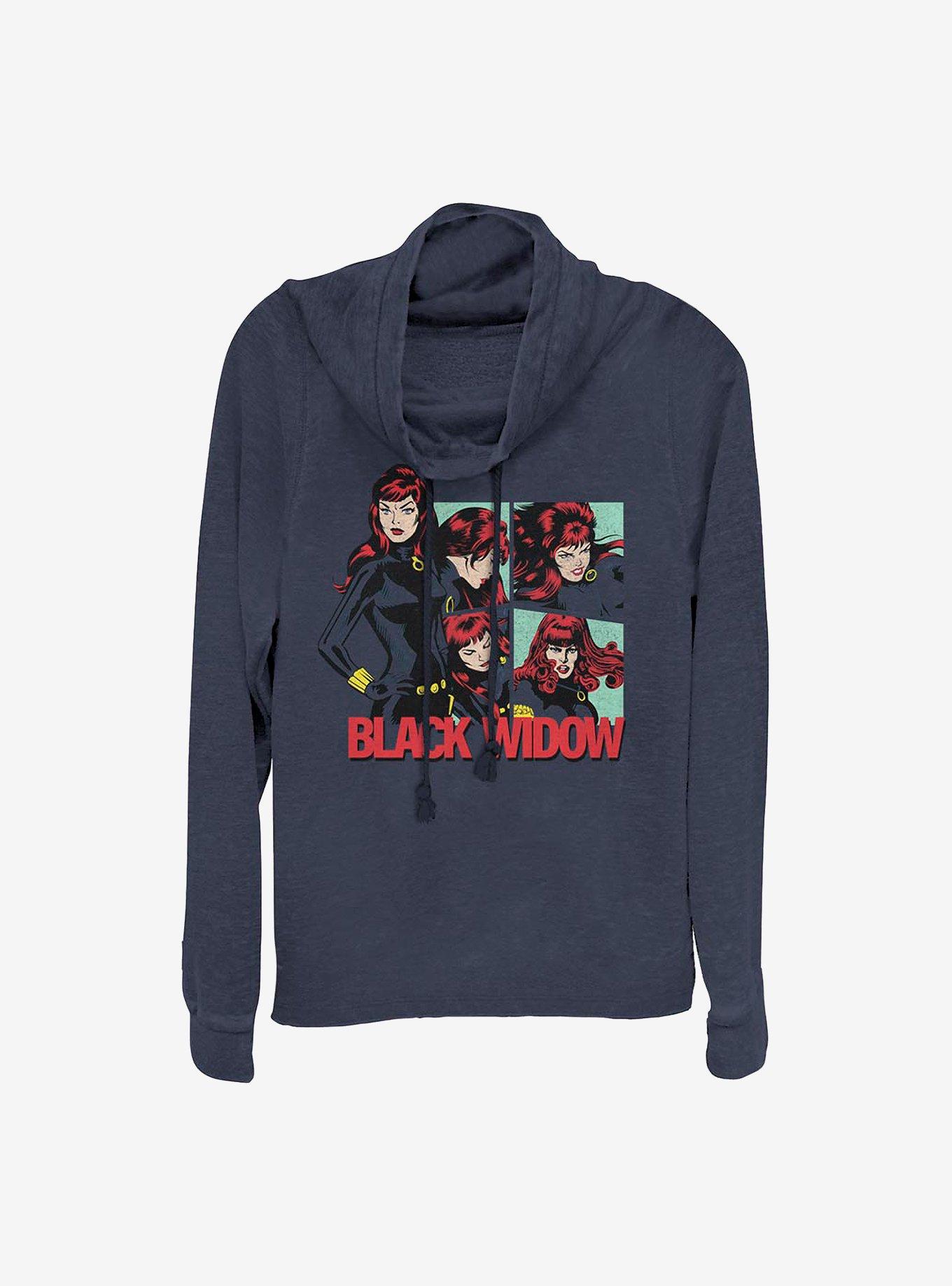 Marvel Black Widow Strong Woman Cowlneck Long-Sleeve Girls Top, NAVY, hi-res