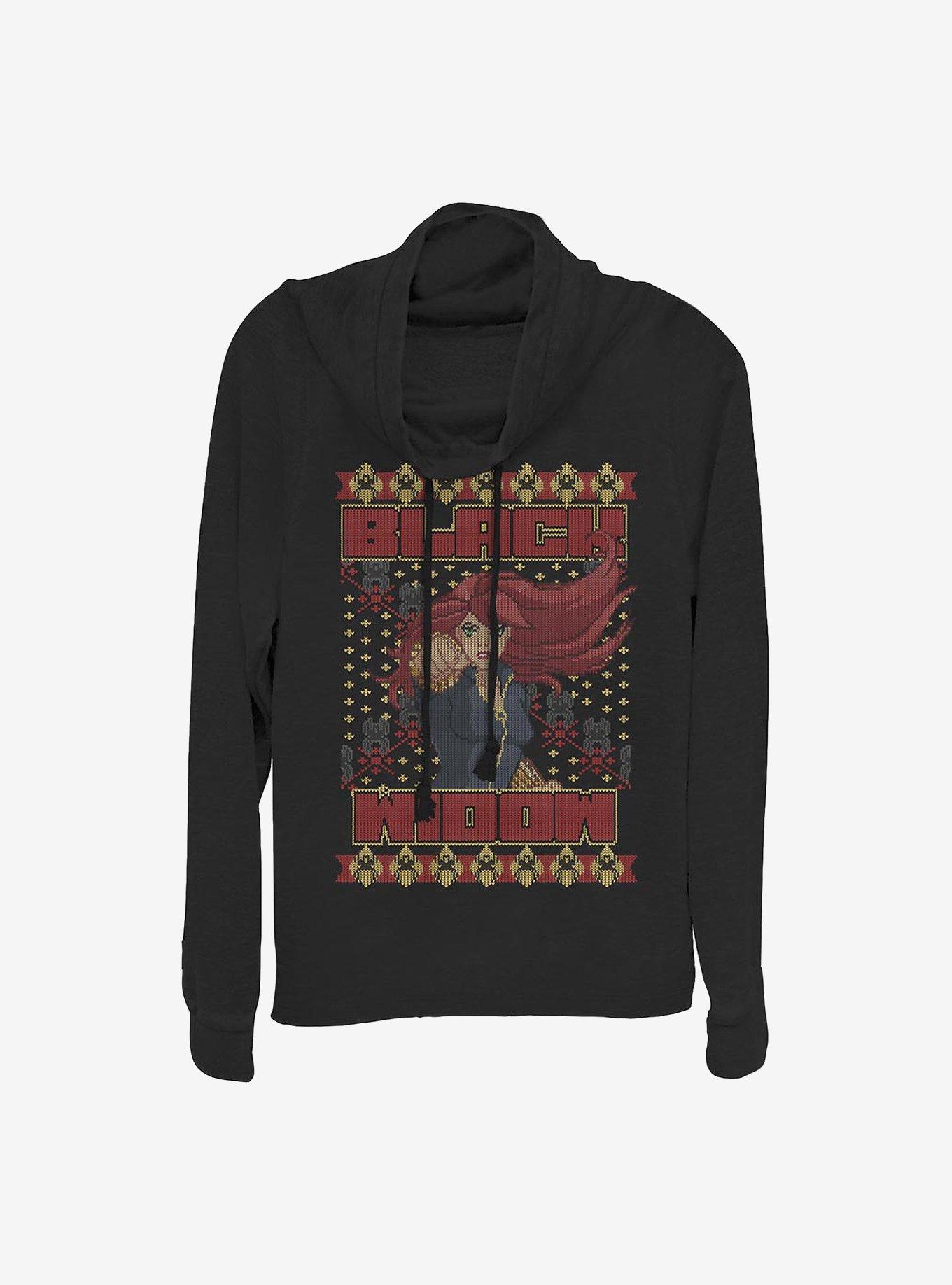 Marvel Black Widow Holiday Sweater Cowlneck Long-Sleeve Girls Top, , hi-res