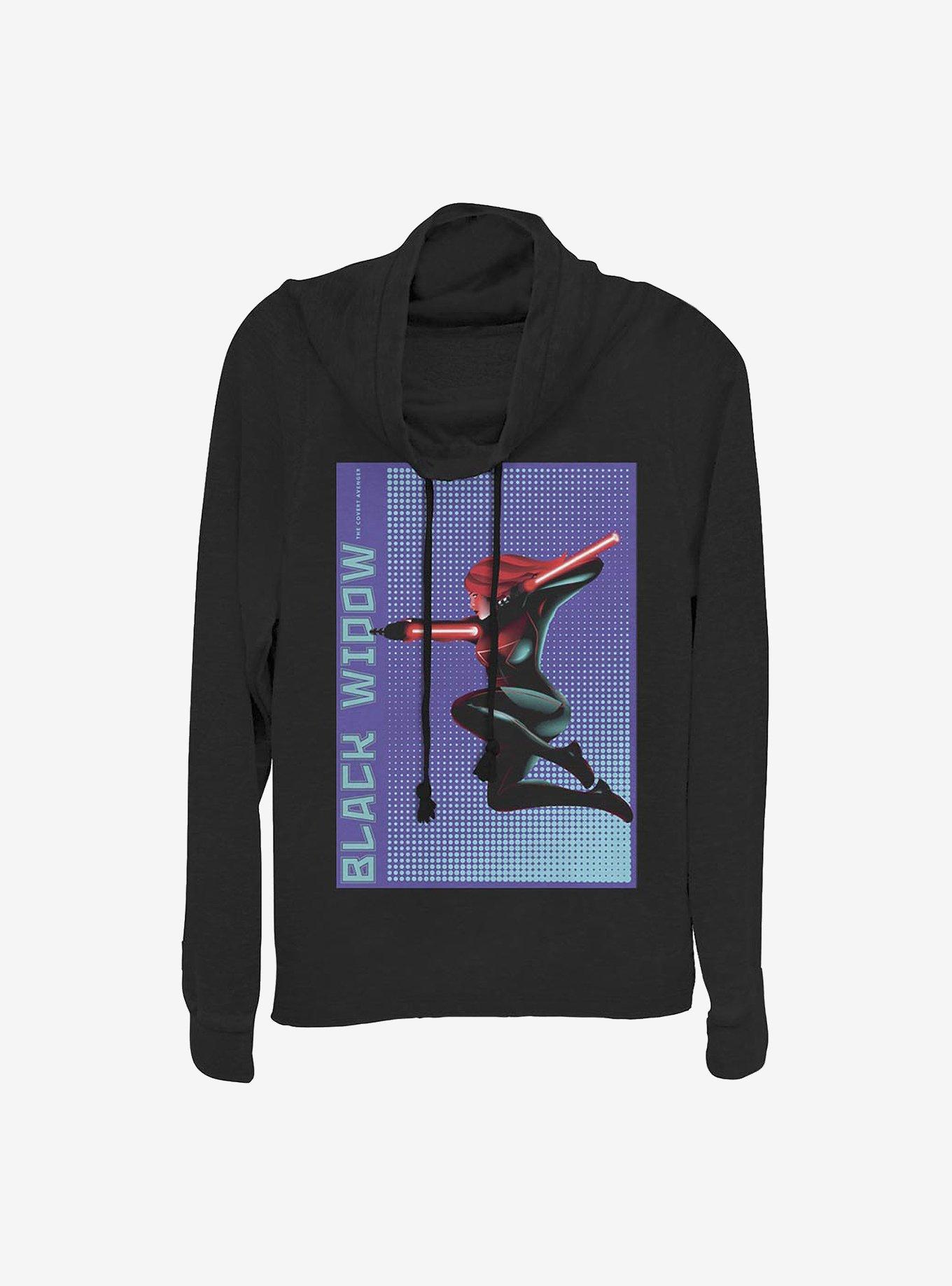 Marvel Black Widow Halftone Widow Cowlneck Long-Sleeve Girls Top