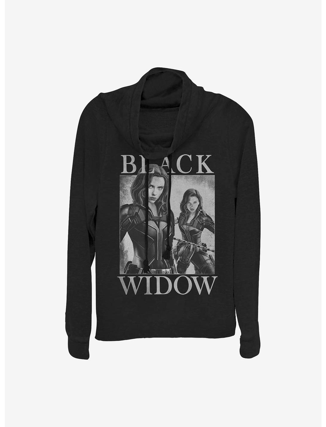 Marvel Black Widow Two Widows Mirror Cowlneck Long-Sleeve Girls Top, BLACK, hi-res