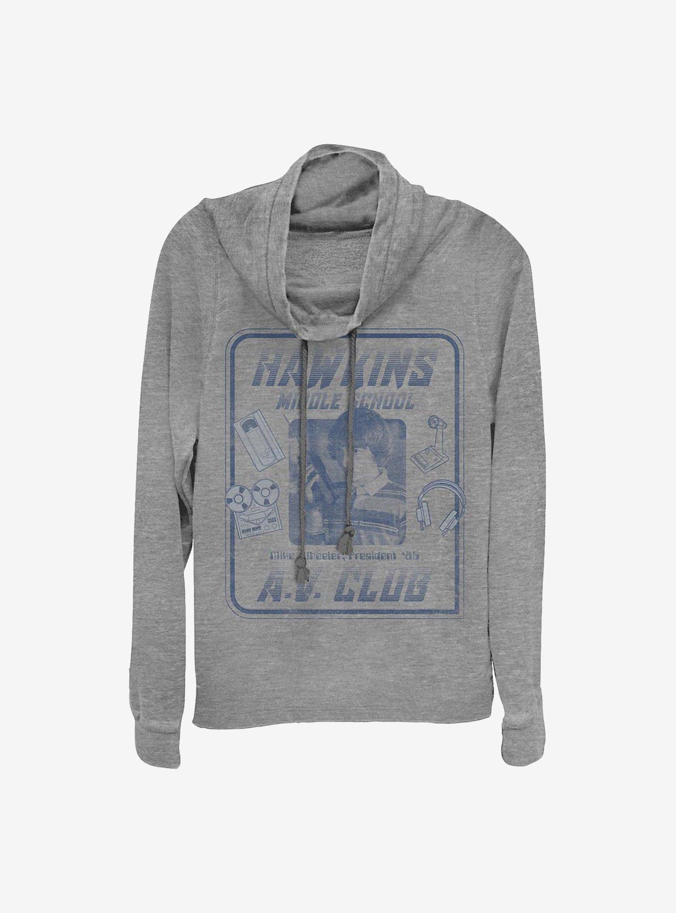 Stranger Things Mike Hawkins A.V. President Cowlneck Long-Sleeve Girls Top, , hi-res