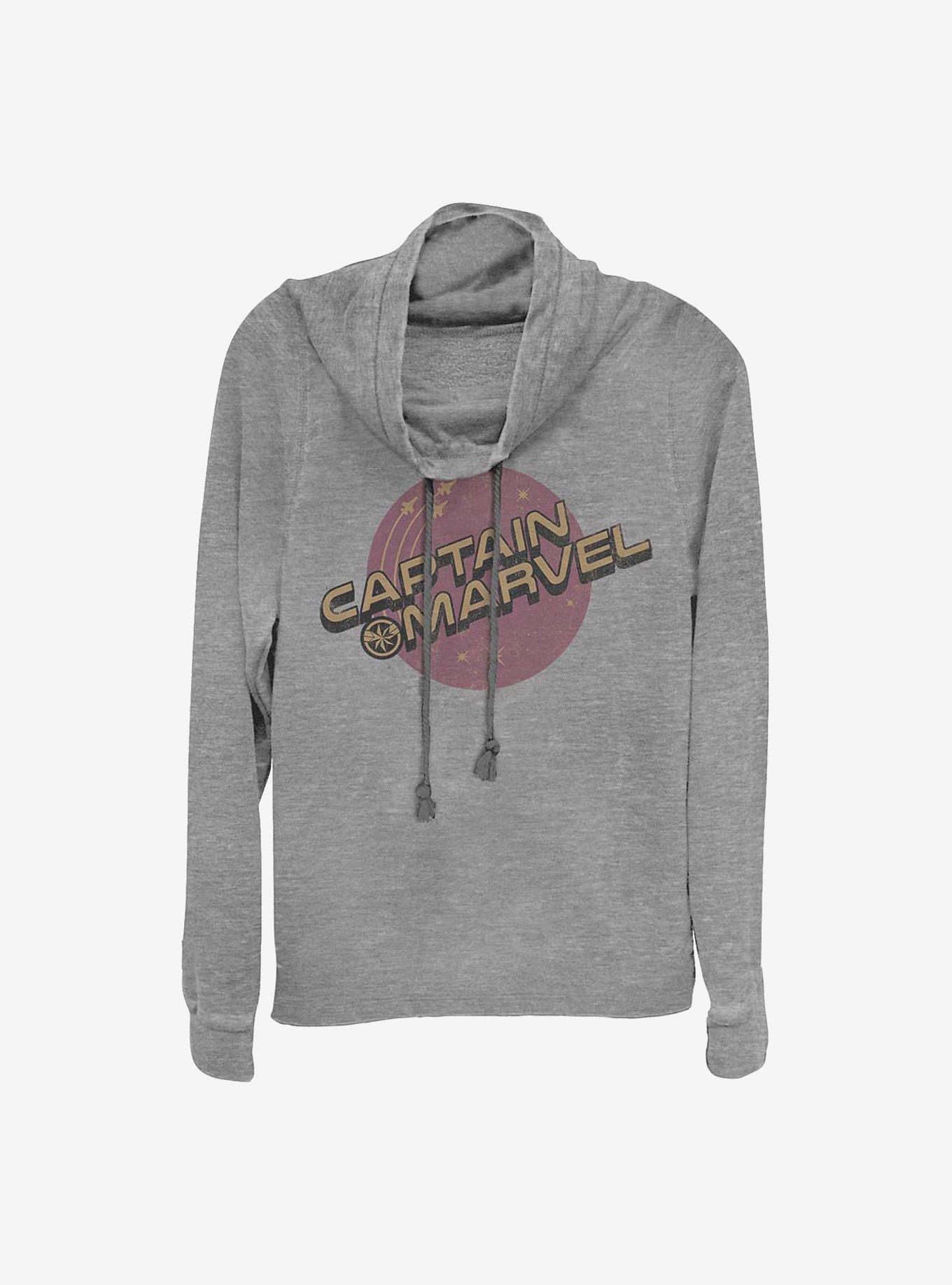 Marvel Captain Marvel Captain Planets Cowlneck Long-Sleeve Girls Top, GRAY HTR, hi-res