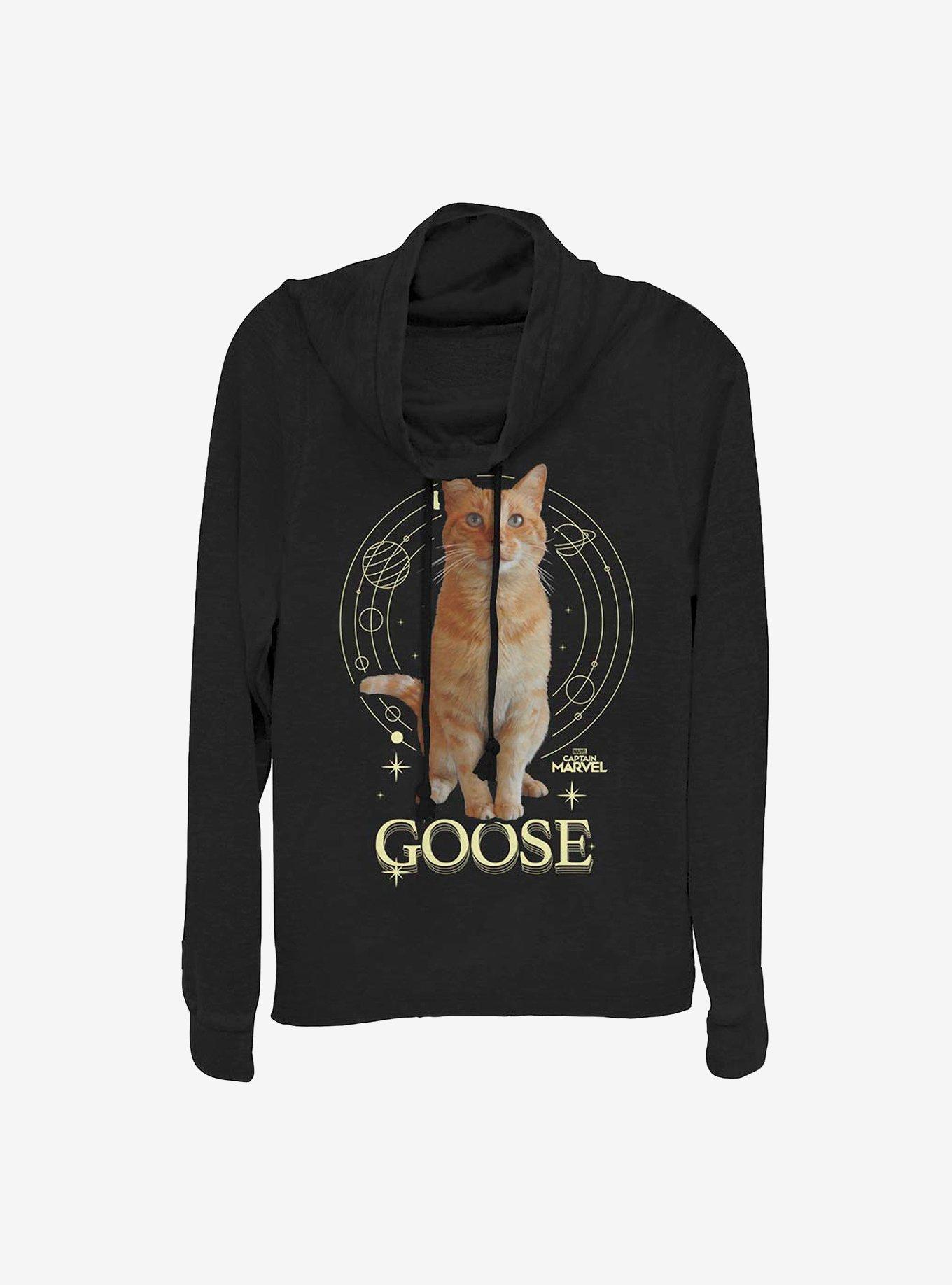 Marvel Captain Marvel Goose Kitty Cowlneck Long-Sleeve Girls Top, , hi-res