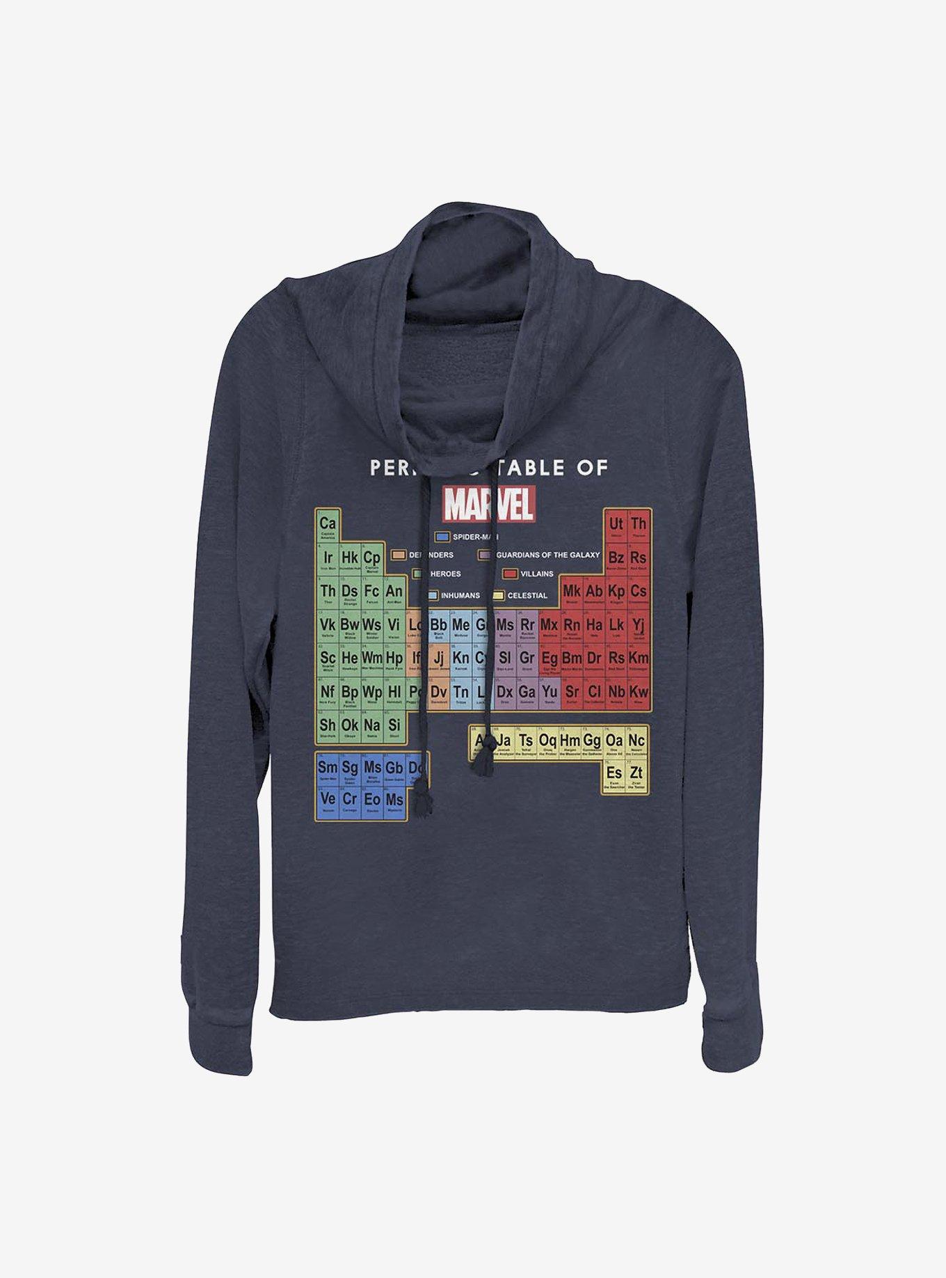 Marvel Periodic Heroes Cowlneck Long-Sleeve Girls Top