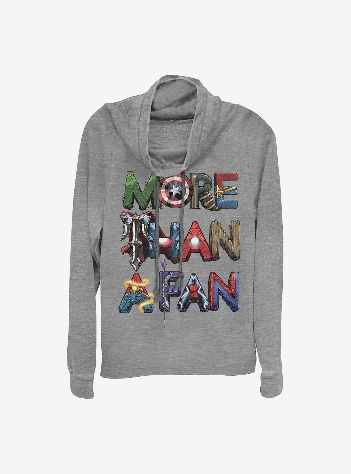 Marvel Fan Letters Cowlneck Long-Sleeve Girls Top, GRAY HTR, hi-res