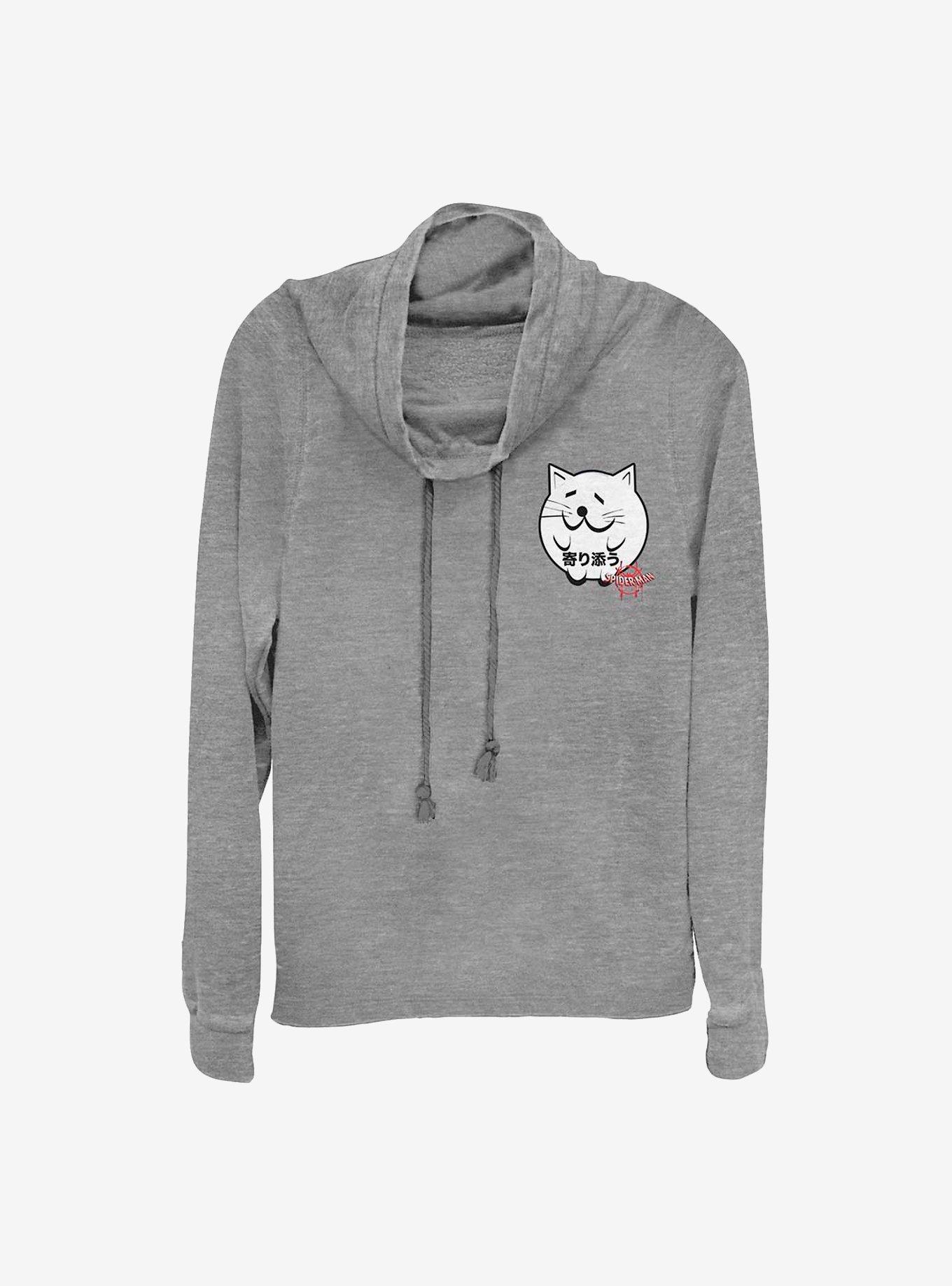 Marvel Spider-Man: Into The Spider-Verse Cat Sticker Cowlneck Long-Sleeve Girls Top, , hi-res
