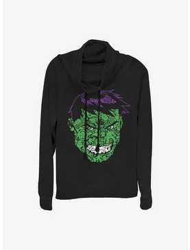 Marvel The Hulk Face Icons Cowlneck Long-Sleeve Girls Top, , hi-res