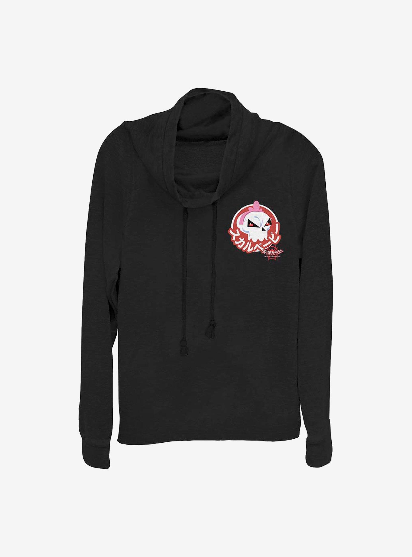 Marvel Spider-Man: Into The Spider-Verse Skull Sticker Cowlneck Long-Sleeve Girls Top, , hi-res