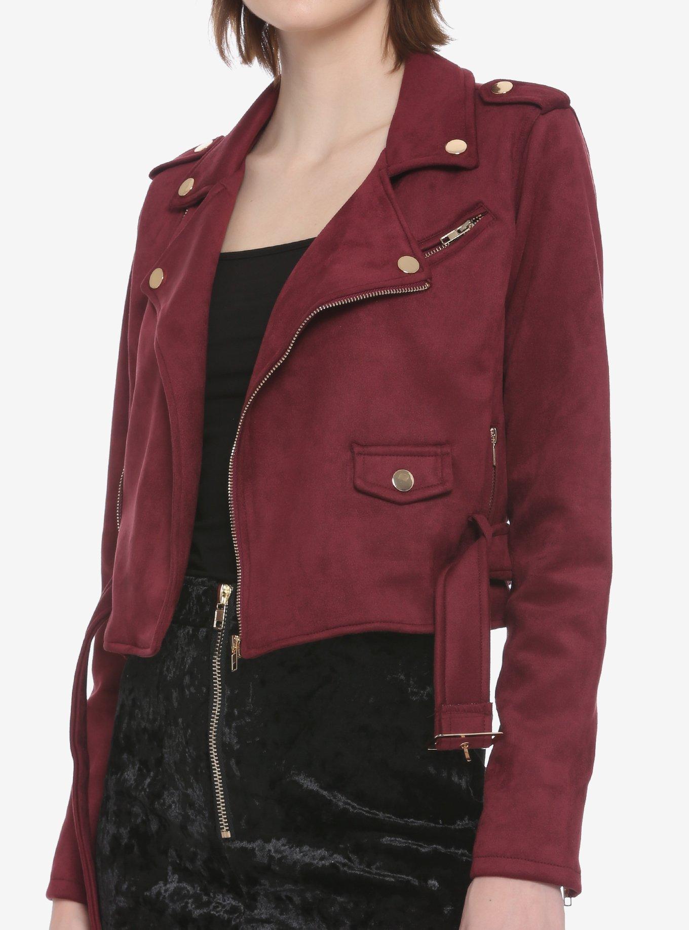 Burgundy faux clearance suede jacket