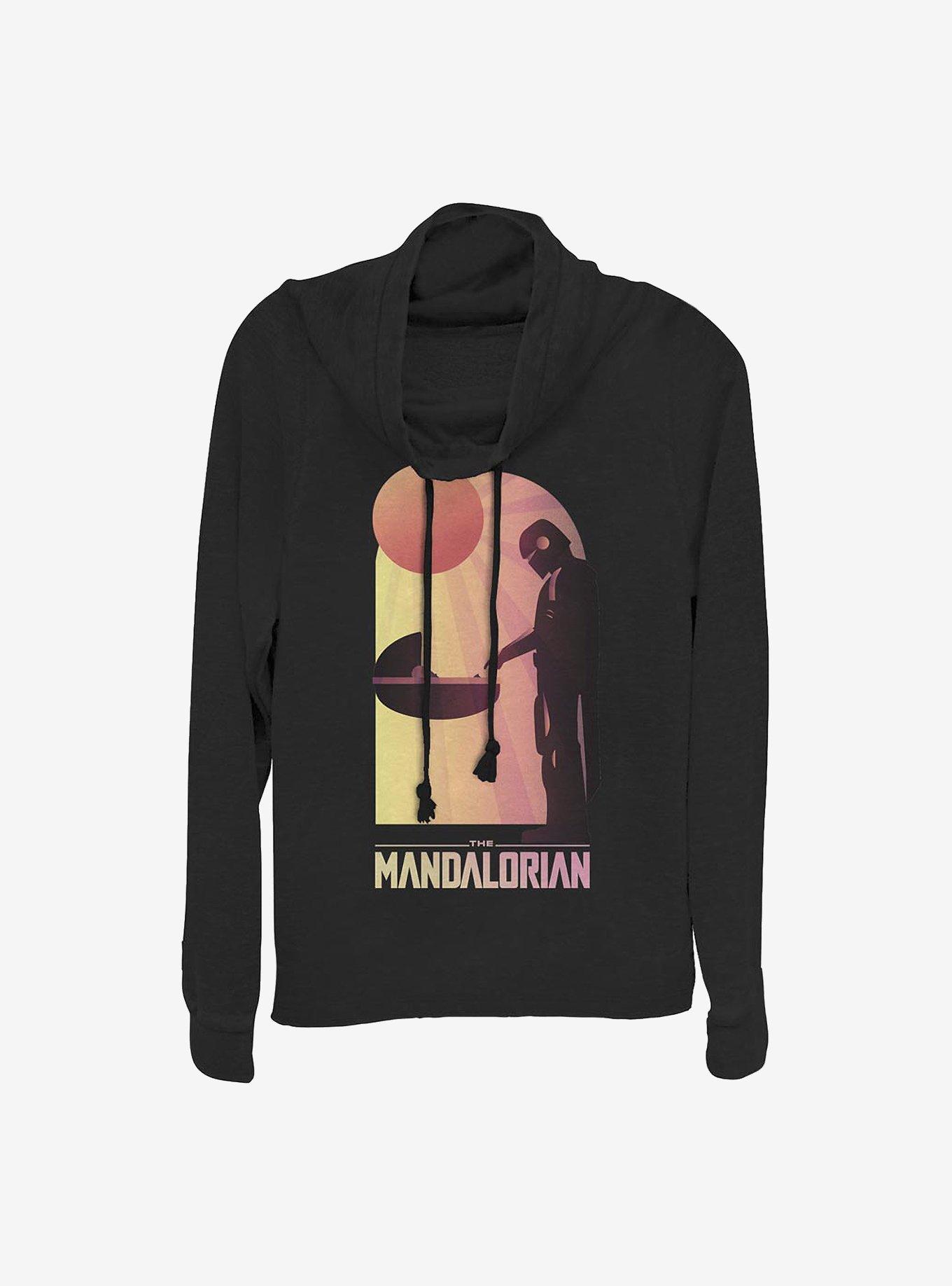 Star Wars The Mandalorian A Warm Meeting Cowlneck Long-Sleeve Girls Top, BLACK, hi-res