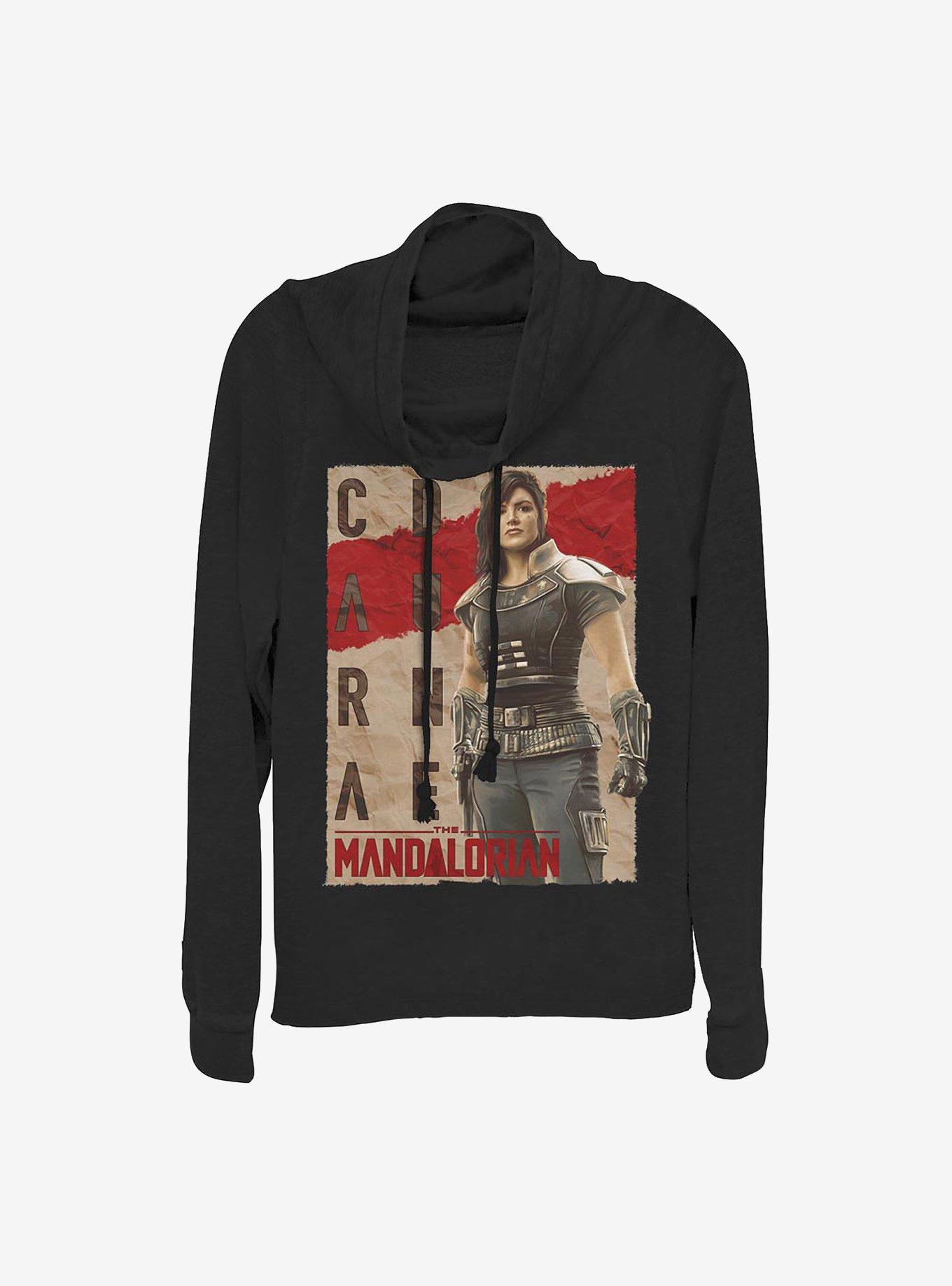 Star Wars The Mandalorian Cara Dune Poster Cowlneck Long-Sleeve Girls Top, BLACK, hi-res