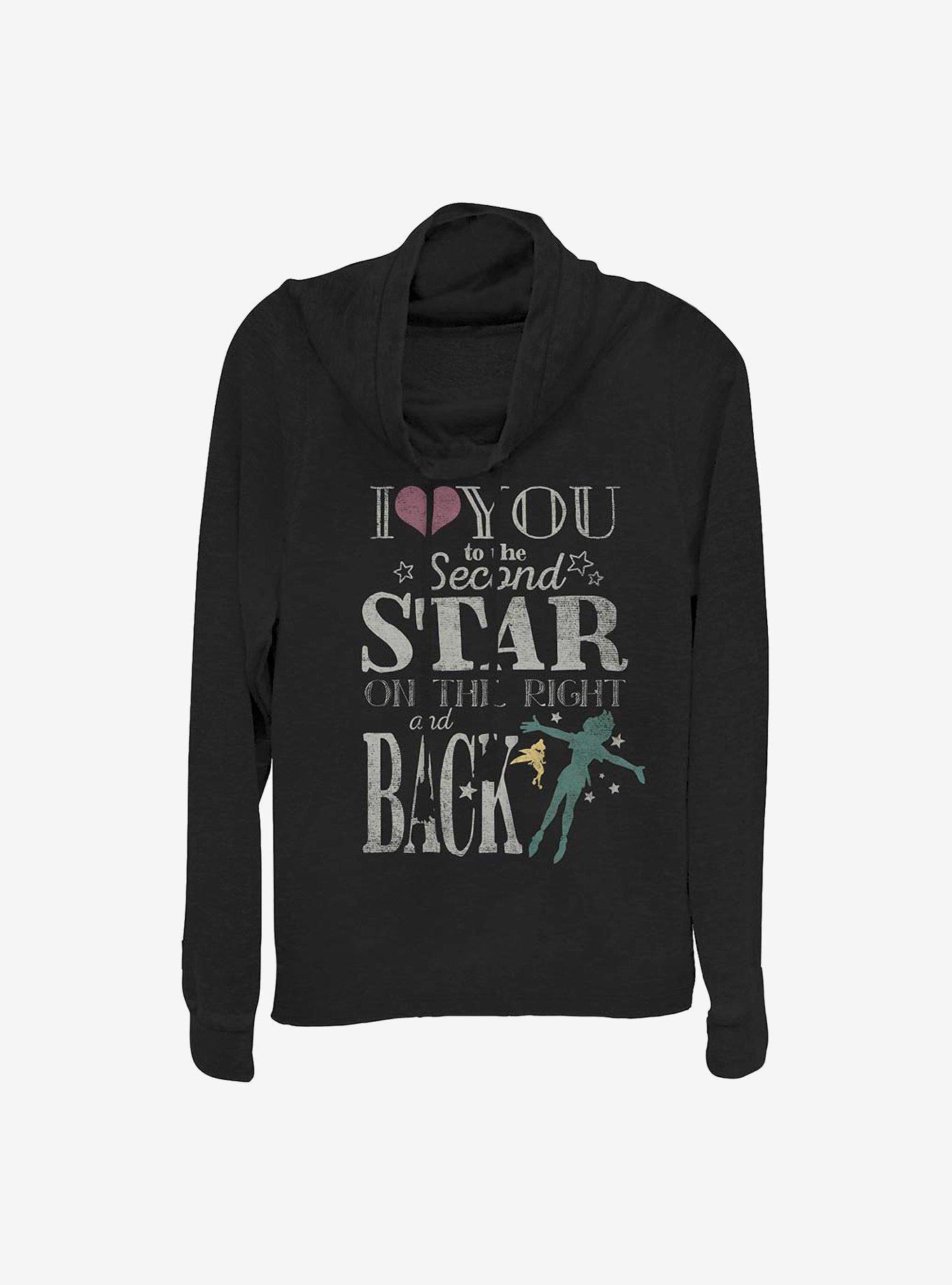 Disney Peter Pan Love You To The Second Star Cowlneck Long-Sleeve Girls Top, BLACK, hi-res