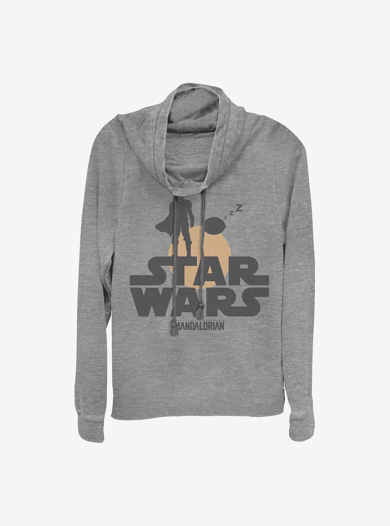 Star Wars The Mandalorian Sunset Duo Cowlneck Long-Sleeve Girls Top, GRAY HTR, hi-res