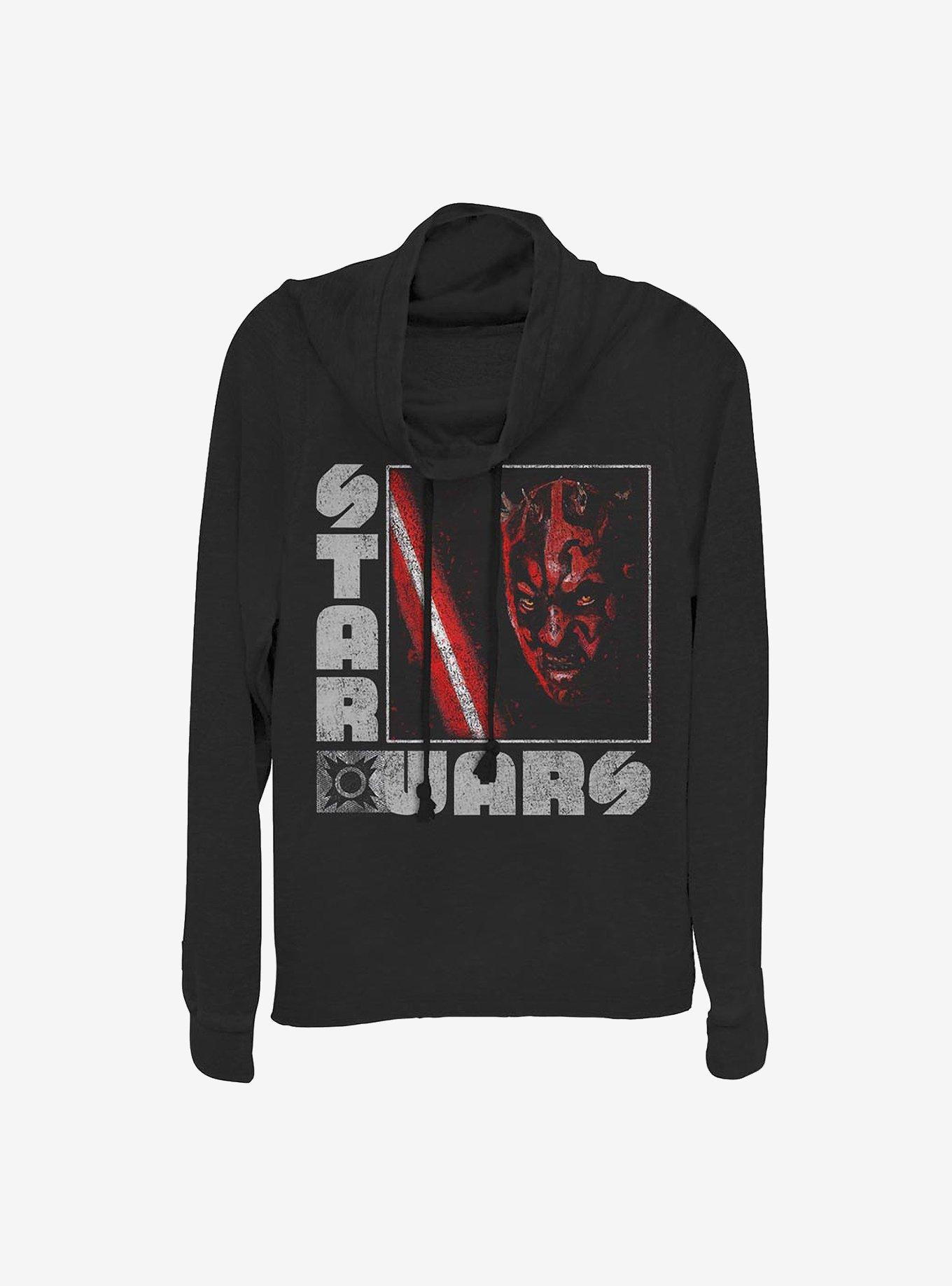 Star Wars Darth Maul Cowlneck Long-Sleeve Girls Top, BLACK, hi-res