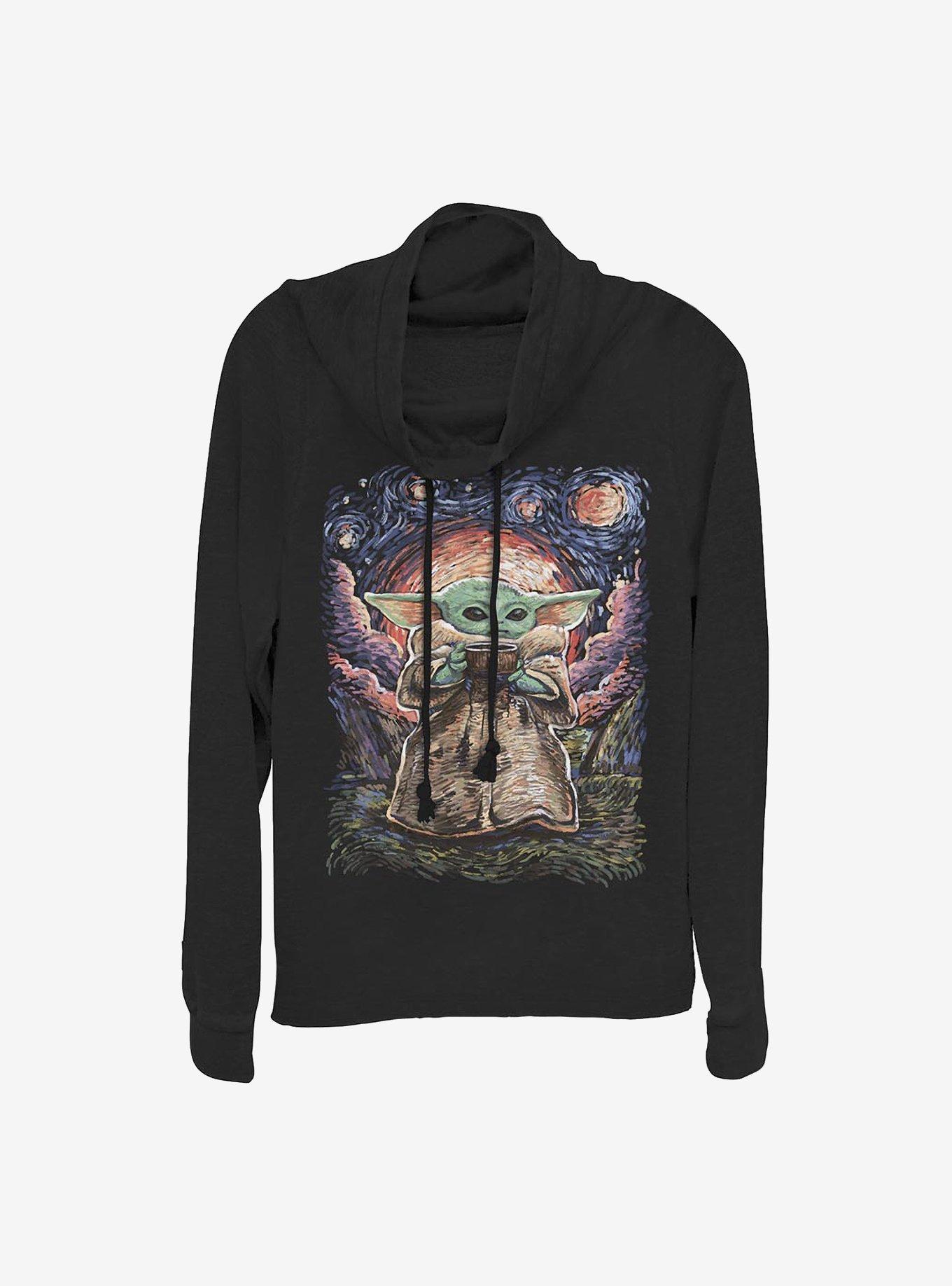 Star Wars The Mandalorian The Child Sipping Starries Cowlneck Long-Sleeve Girls Top, , hi-res