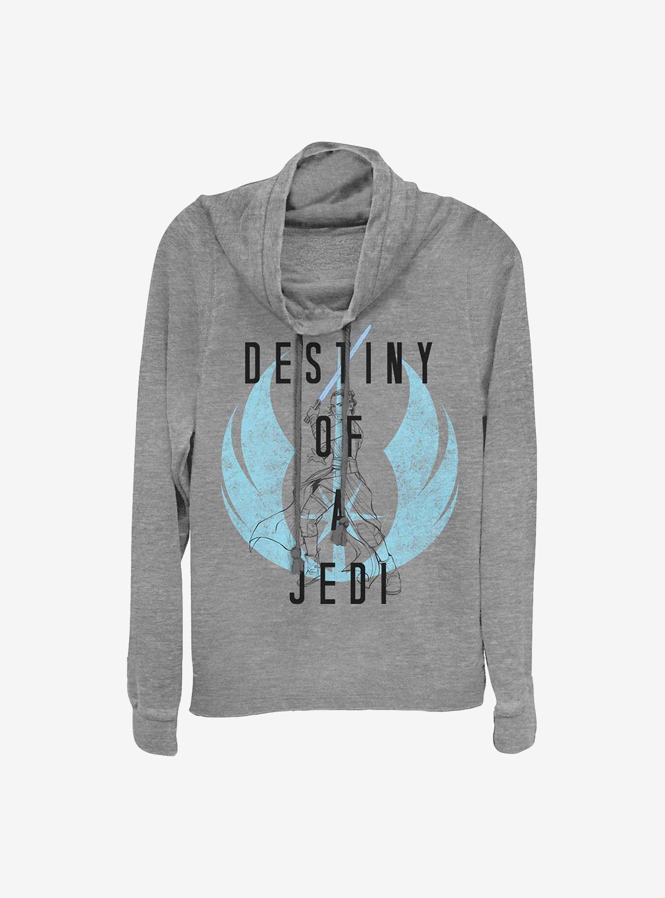 Star Wars: Episode IX The Rise Of Skywalker Destiny Of A Jedi Cowlneck Long-Sleeve Girls Top, GRAY HTR, hi-res