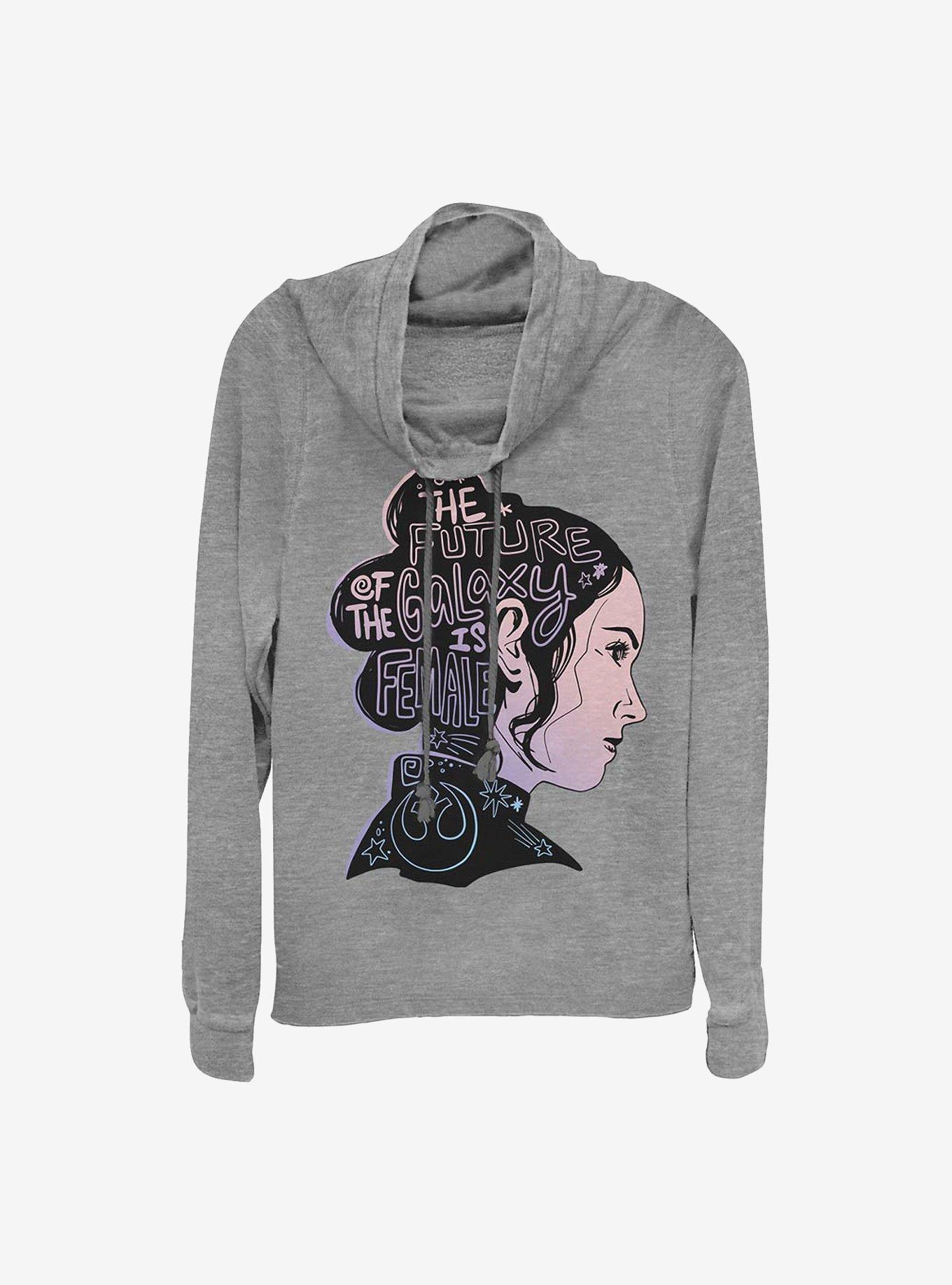 Star Wars: Episode IX The Rise Of Skywalker The Future Silhouette Cowlneck Long-Sleeve Girls Top, GRAY HTR, hi-res