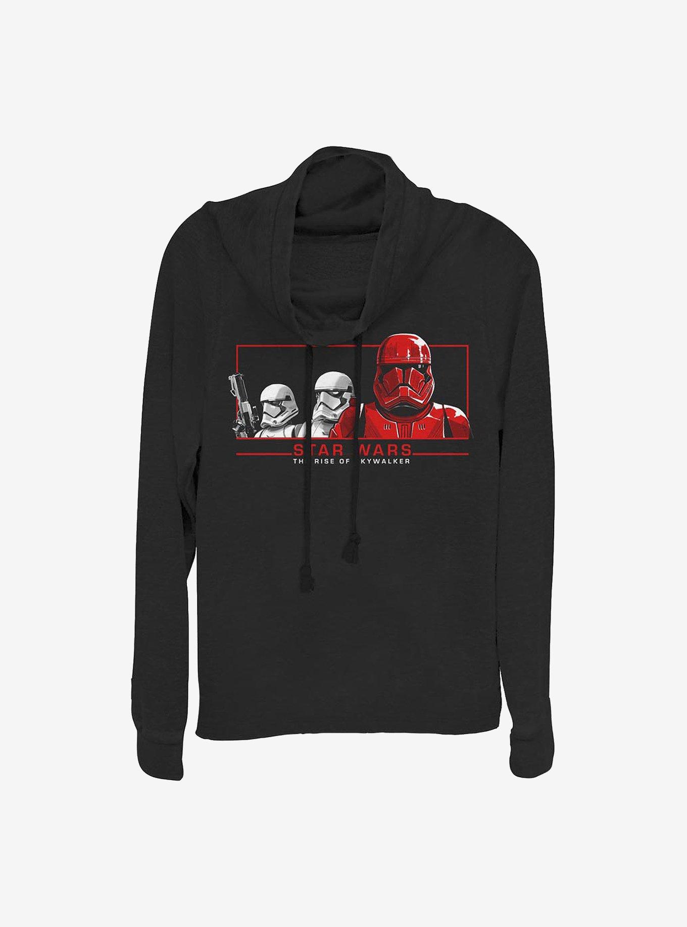 Star Wars: Episode IX The Rise Of Skywalker Stormtroopers Cowlneck Long-Sleeve Girls Top, BLACK, hi-res