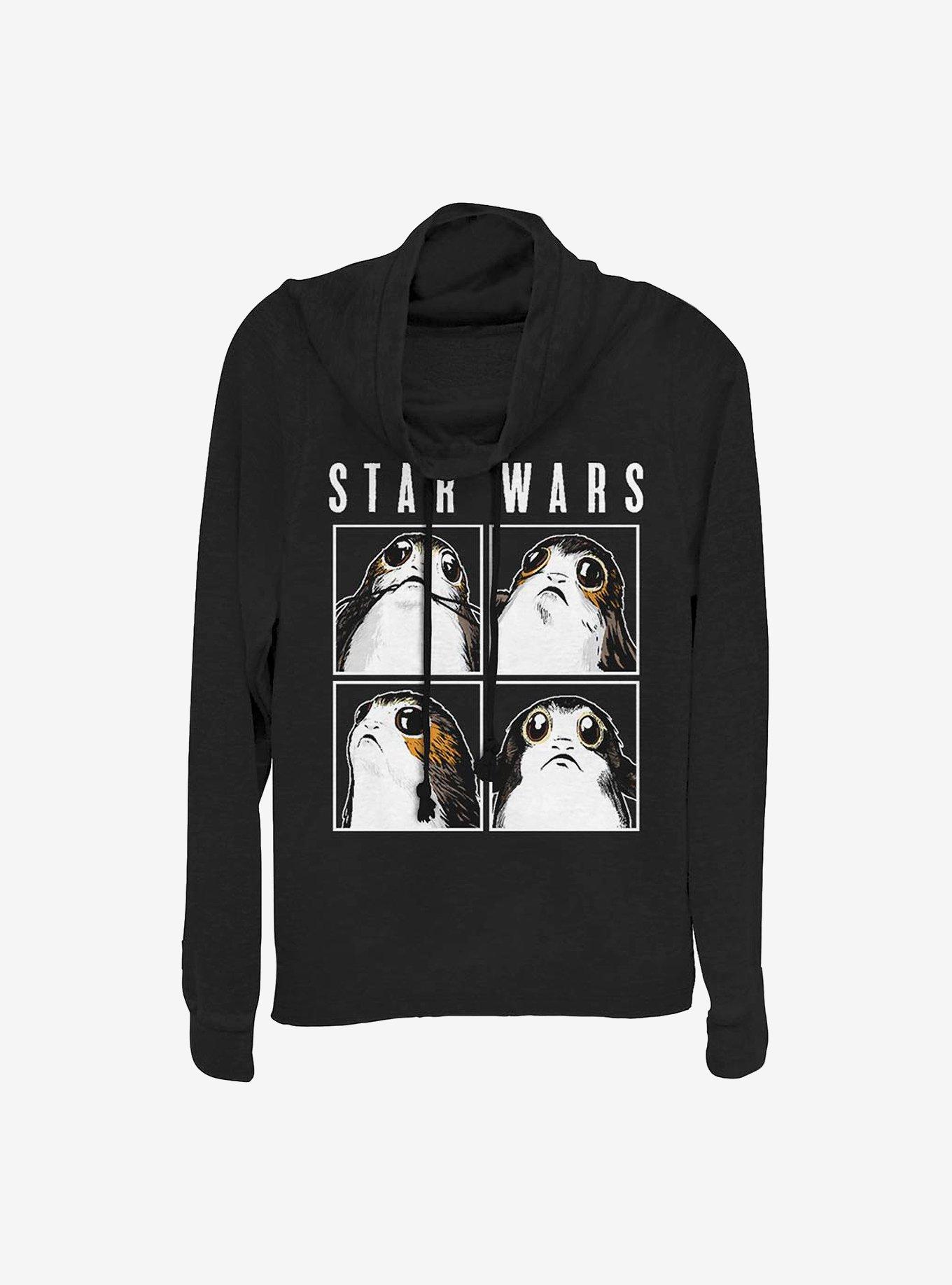 Star Wars: Episode VIII The Last Jedi Porg Boxes Cowlneck Long-Sleeve Girls Top, BLACK, hi-res