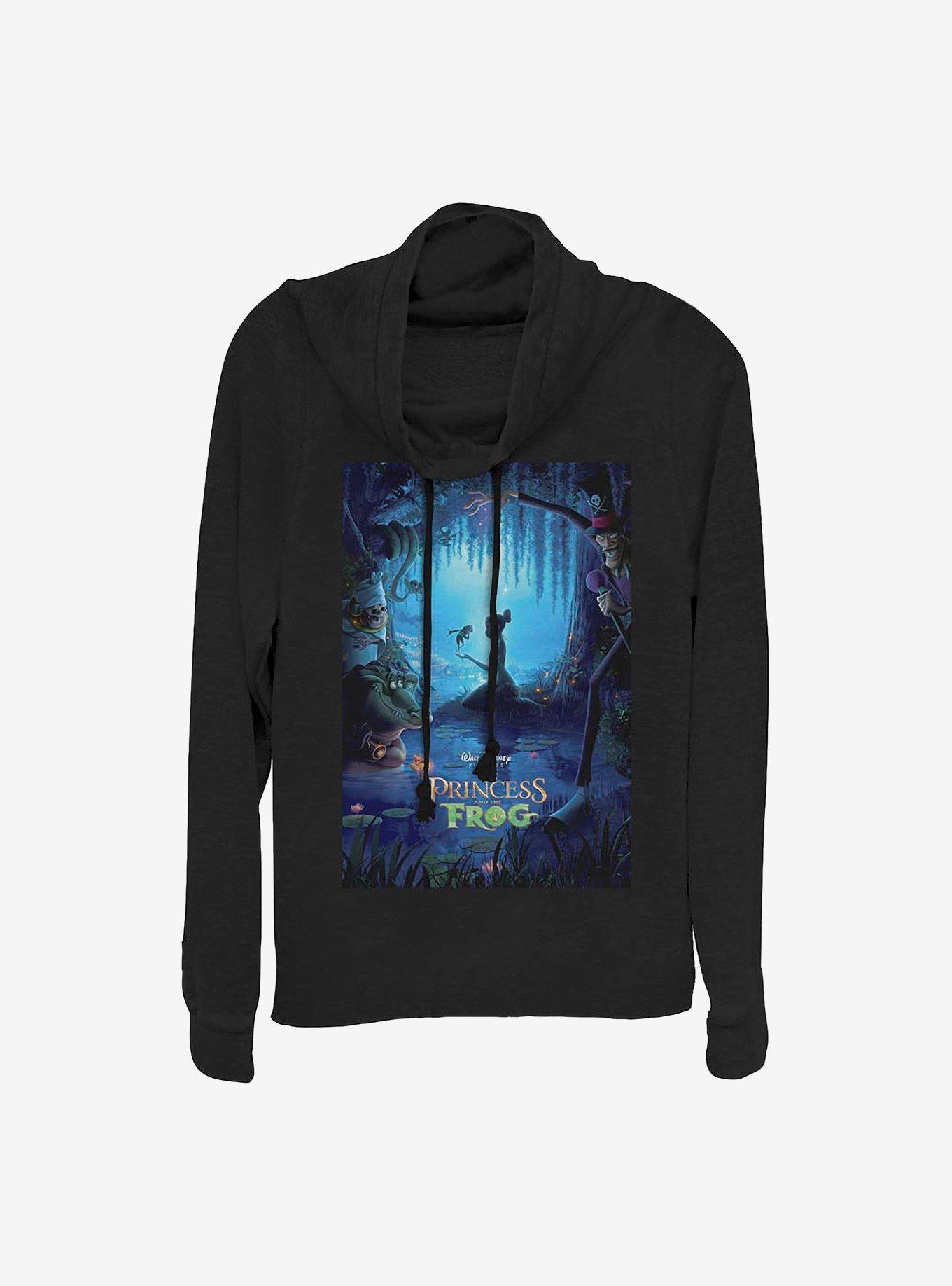 Disney The Princess And The Frog Classic Poster Cowlneck Long-Sleeve Girls Top, BLACK, hi-res