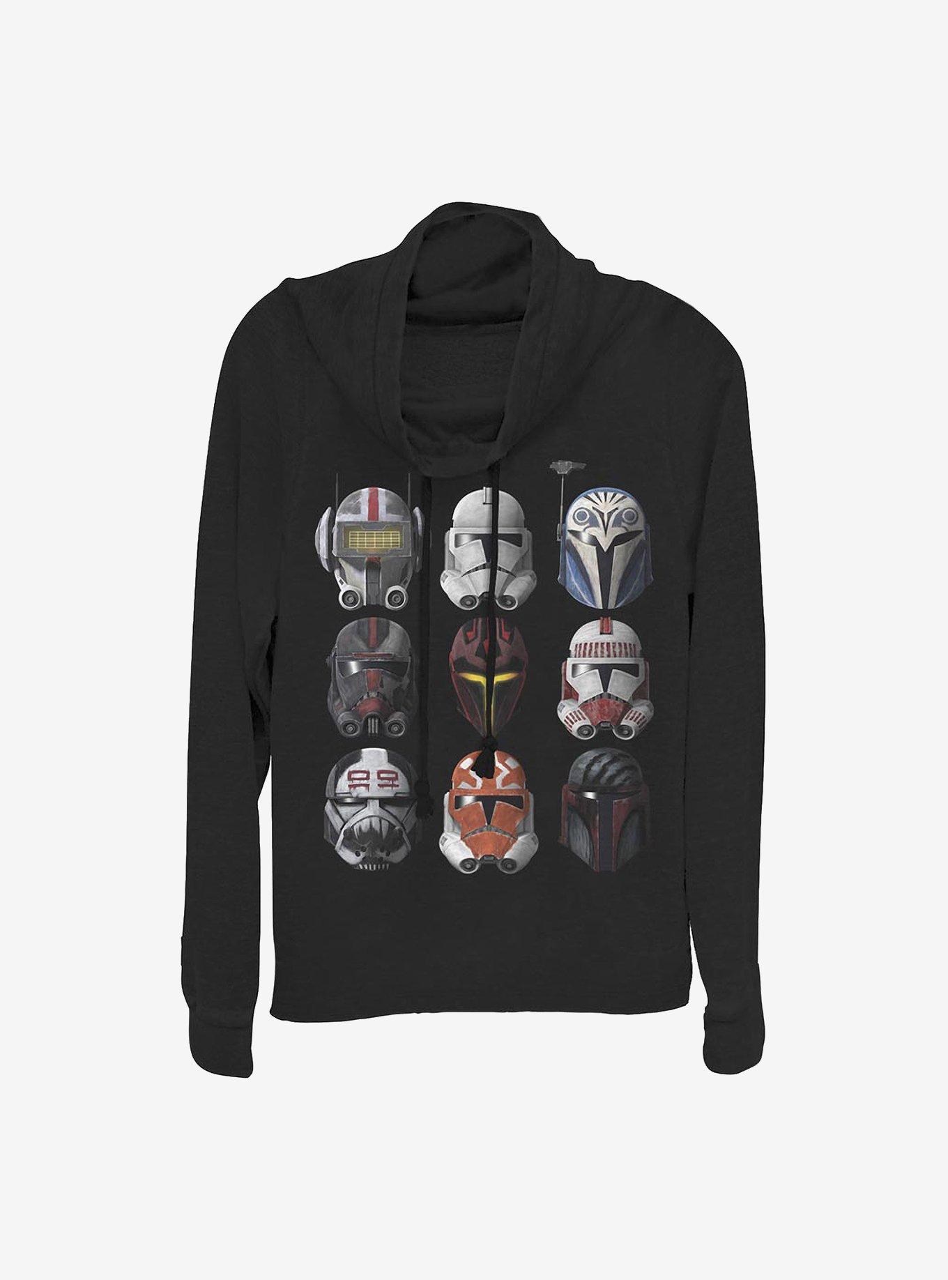 Star Wars: The Clone Wars Clone Helmets Cowlneck Long-Sleeve Girls Top, BLACK, hi-res