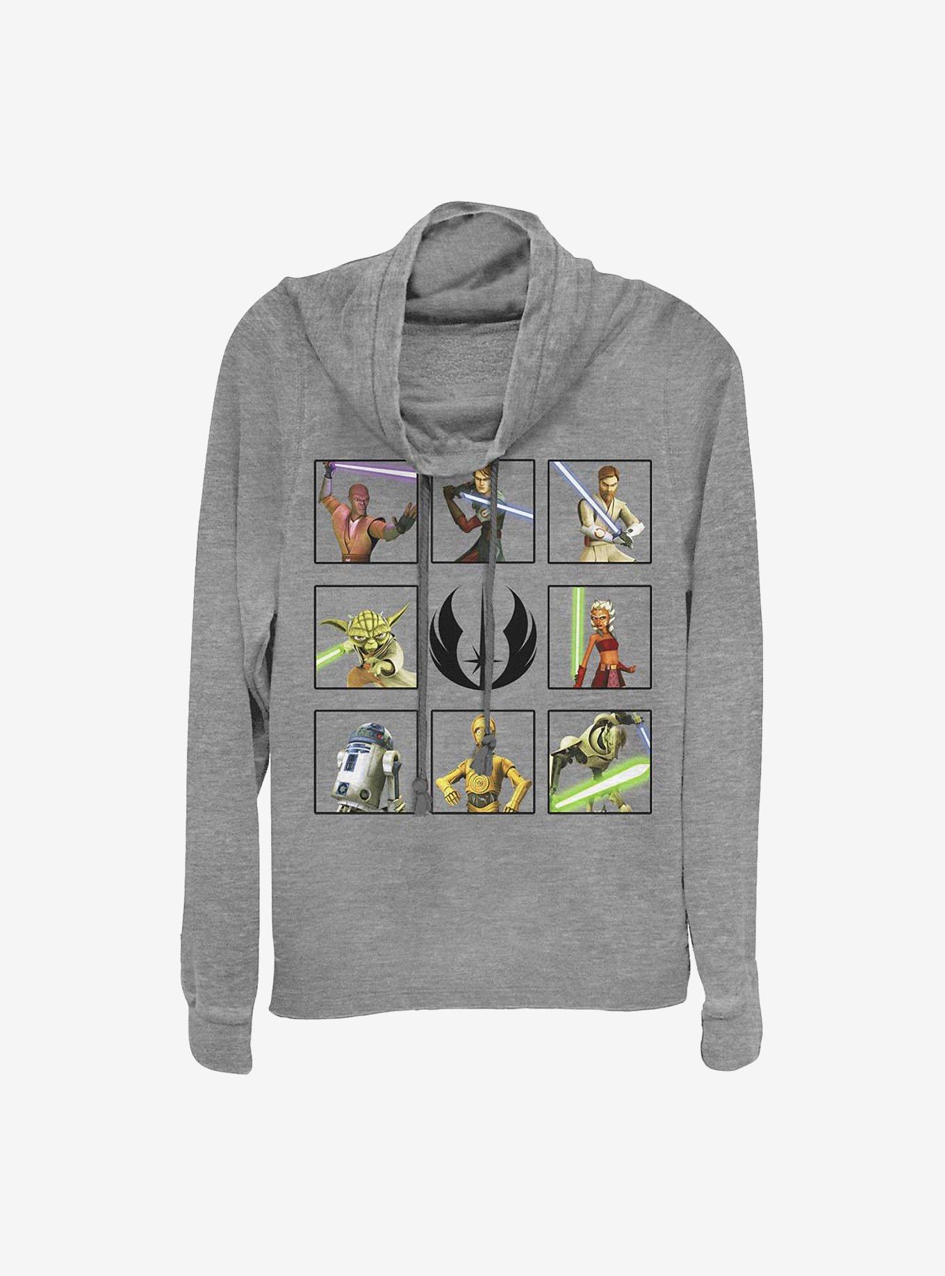 Star Wars: The Clone Wars Clone Wars Box Up Cowlneck Long-Sleeve Girls Top, GRAY HTR, hi-res