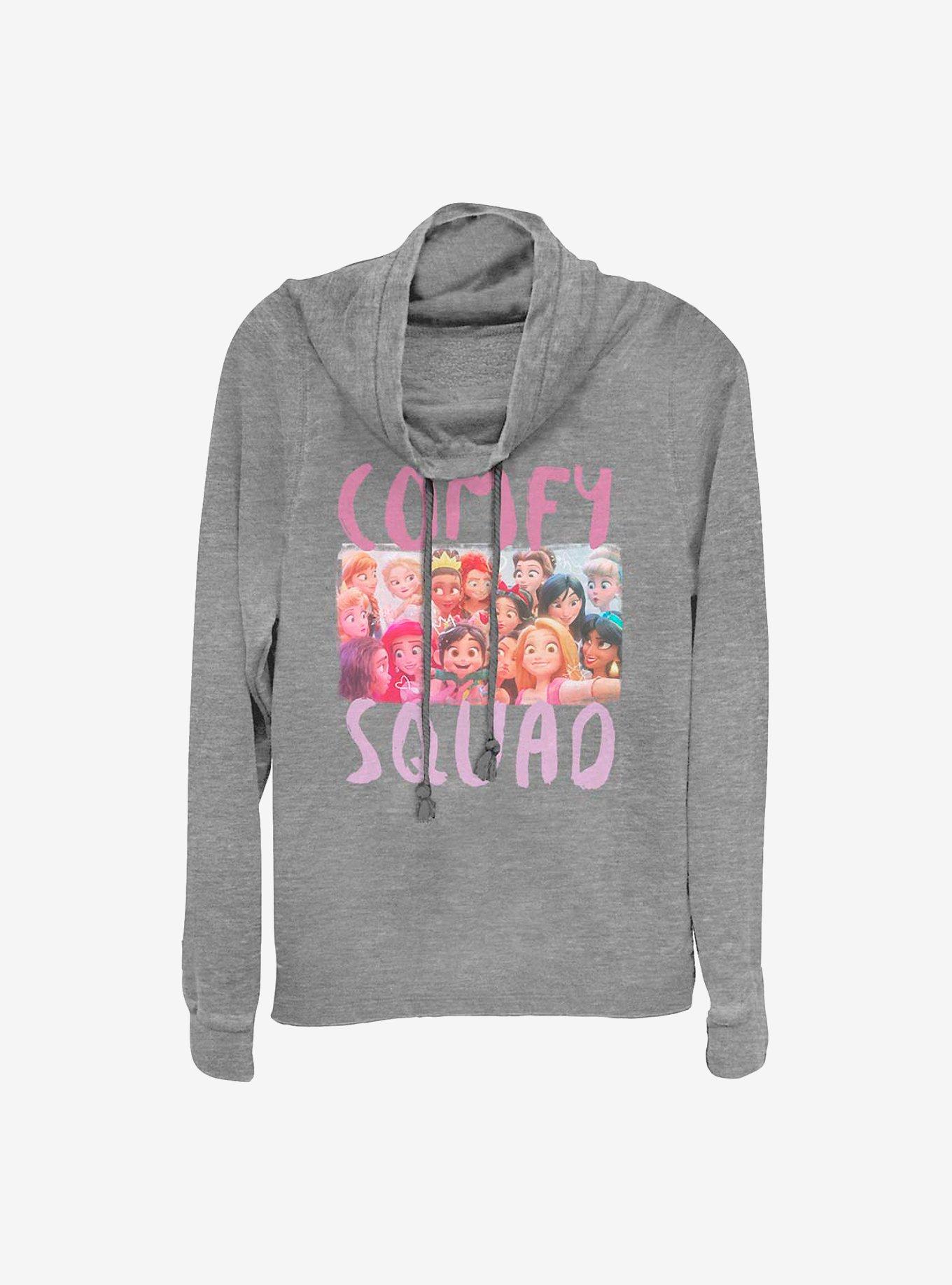 Disney Wreck-It Ralph Comfy Squad Selfie Cowlneck Long-Sleeve Girls Top, GRAY HTR, hi-res