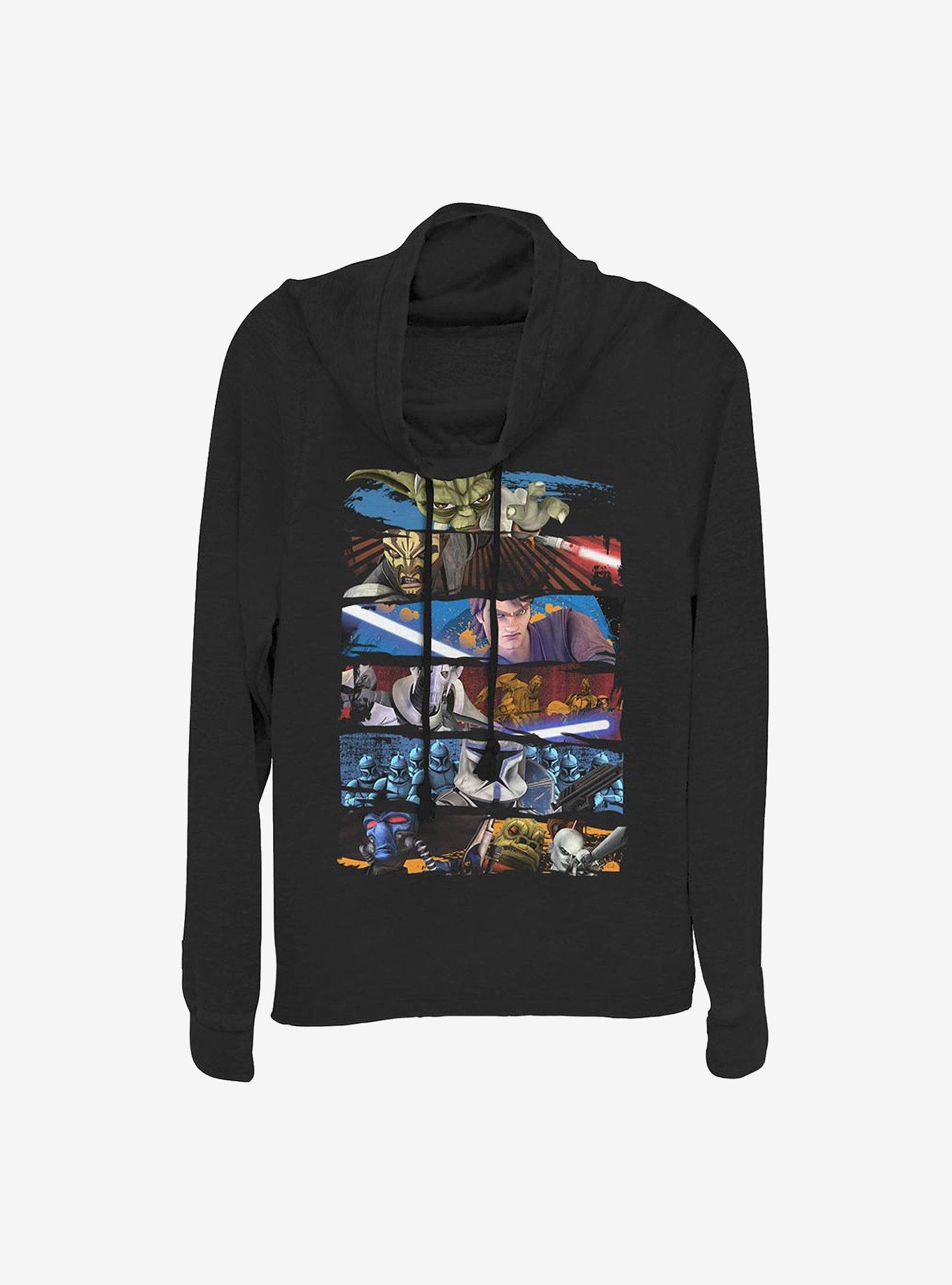Star Wars: The Clone Wars Face Off Cowlneck Long-Sleeve Girls Top, , hi-res