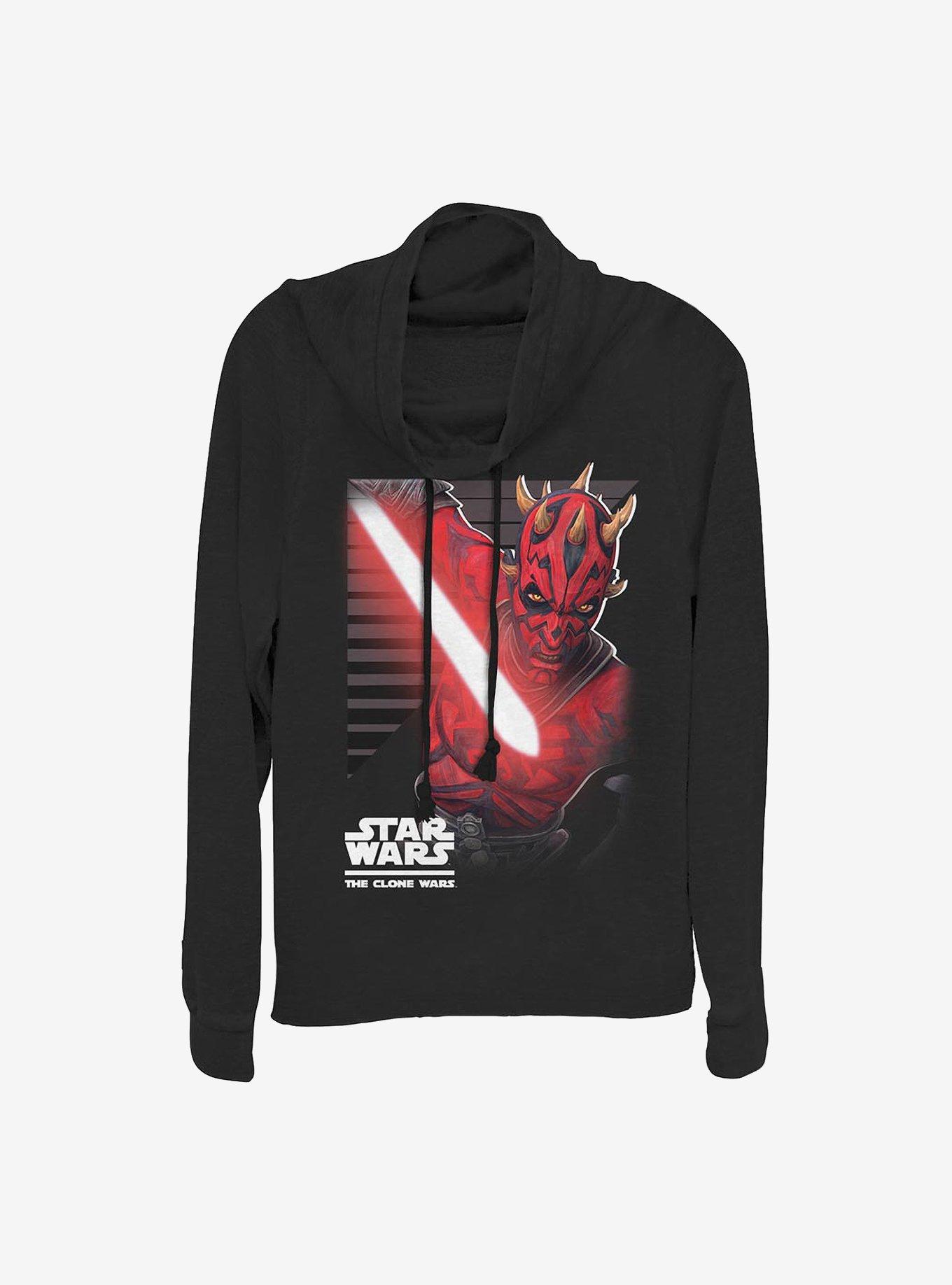 Star Wars: The Clone Wars Maul Strikes Cowlneck Long-Sleeve Girls Top, BLACK, hi-res