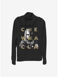 Star Wars: The Clone Wars Chewy Text Cowlneck Long-Sleeve Girls Top, BLACK, hi-res