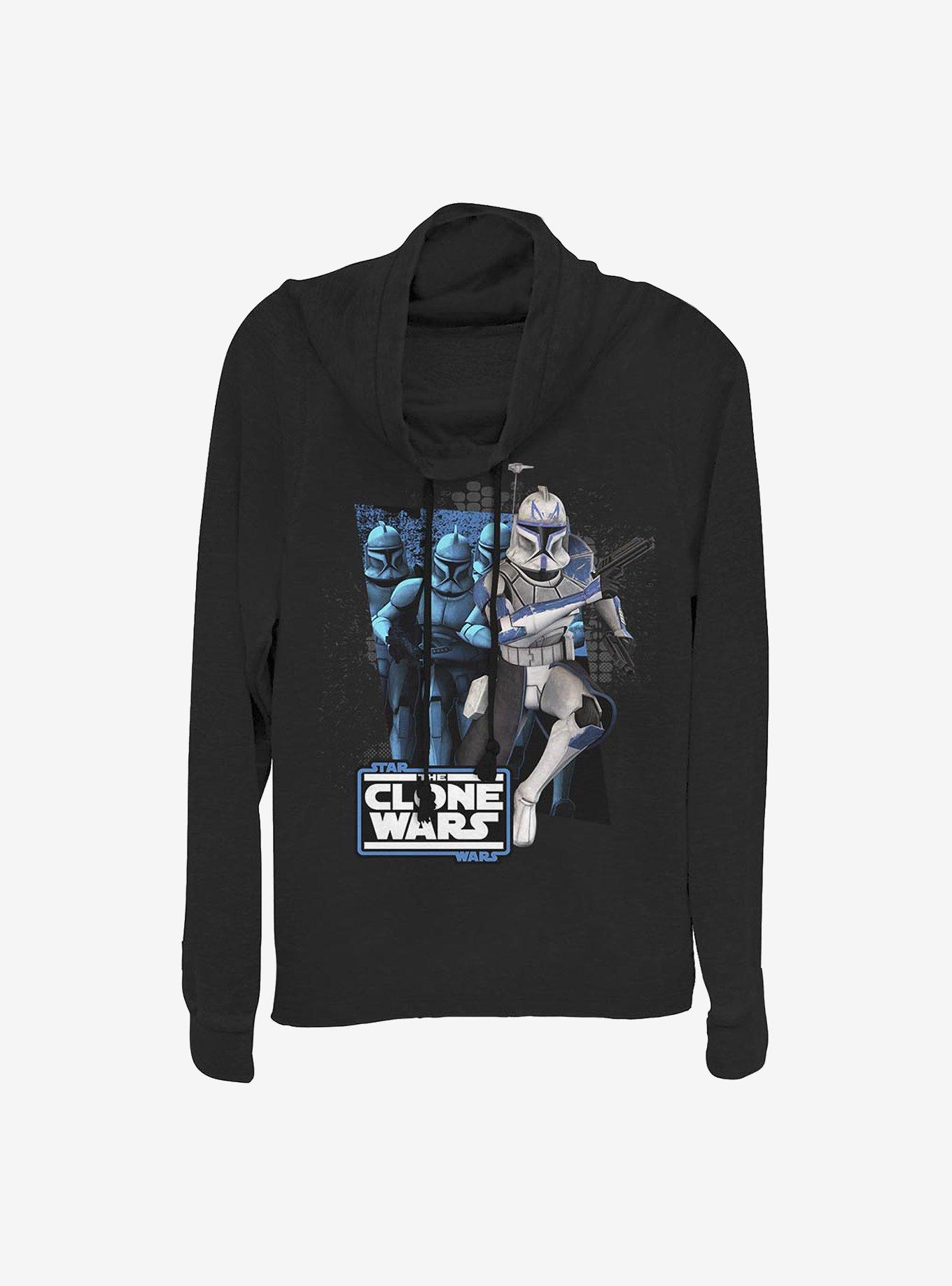 Star Wars: The Clone Wars Rex Trooper Cowlneck Long-Sleeve Girls Top, BLACK, hi-res