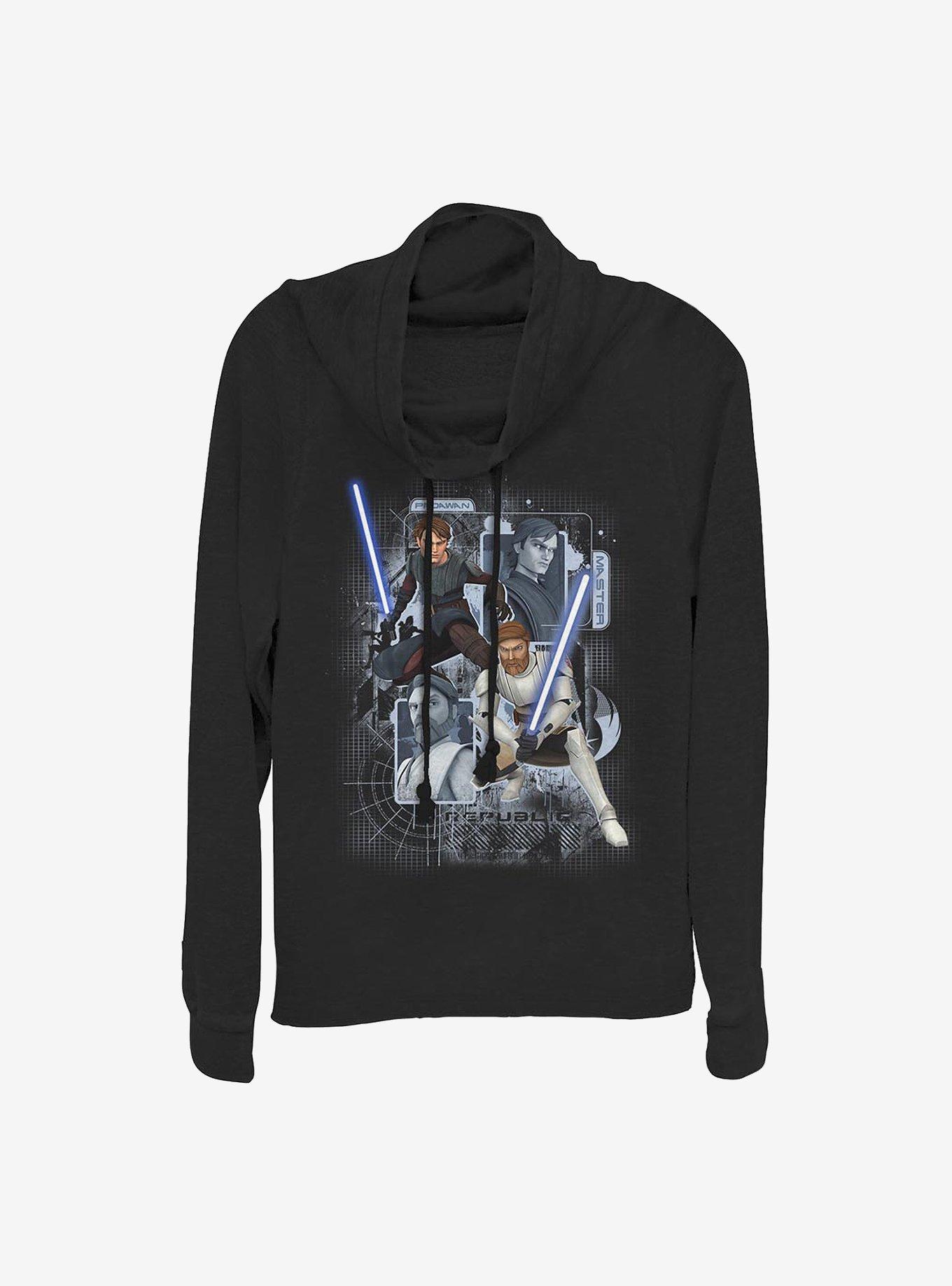 Star Wars: The Clone Wars Schematic Shot Cowlneck Long-Sleeve Girls Top, , hi-res