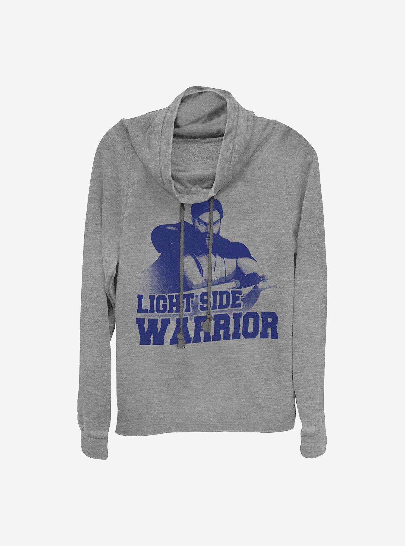 Star Wars: The Clone Wars Light Side Warrior Cowlneck Long-Sleeve Girls Top, GRAY HTR, hi-res