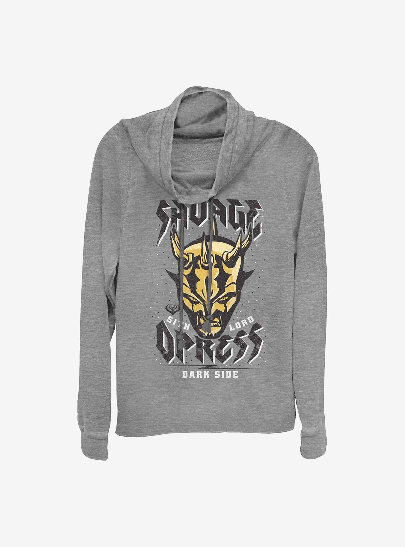Star Wars: The Clone Wars Savage Cowlneck Long-Sleeve Girls Top, GRAY HTR, hi-res