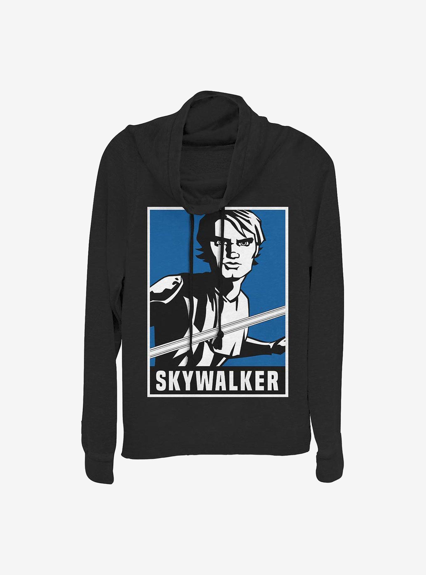 Star Wars: The Clone Wars Skywalker Poster Cowlneck Long-Sleeve Girls Top, BLACK, hi-res