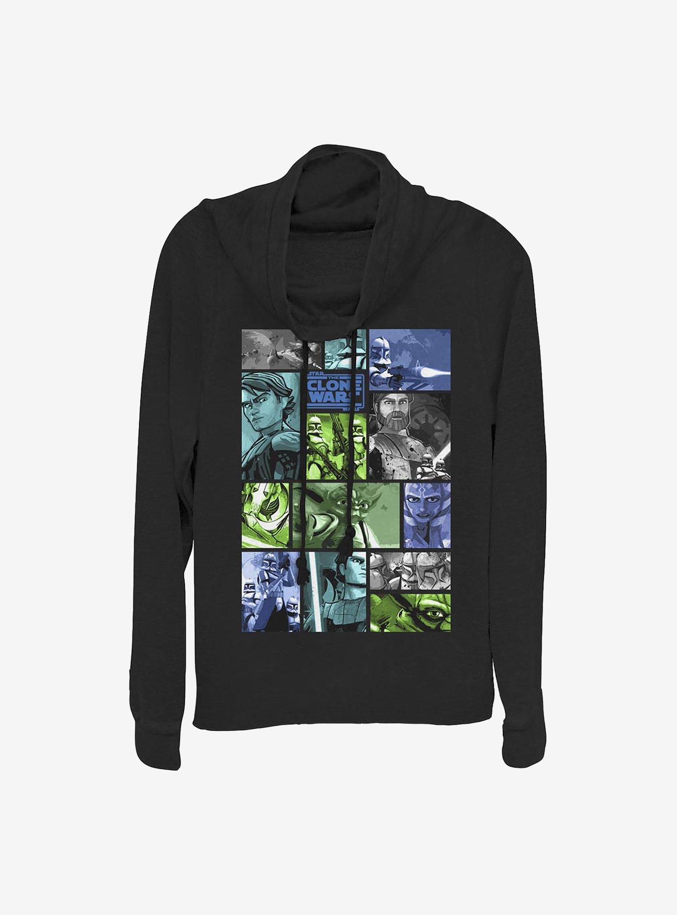Star Wars: The Clone Wars Story Squares Cowlneck Long-Sleeve Girls Top, , hi-res