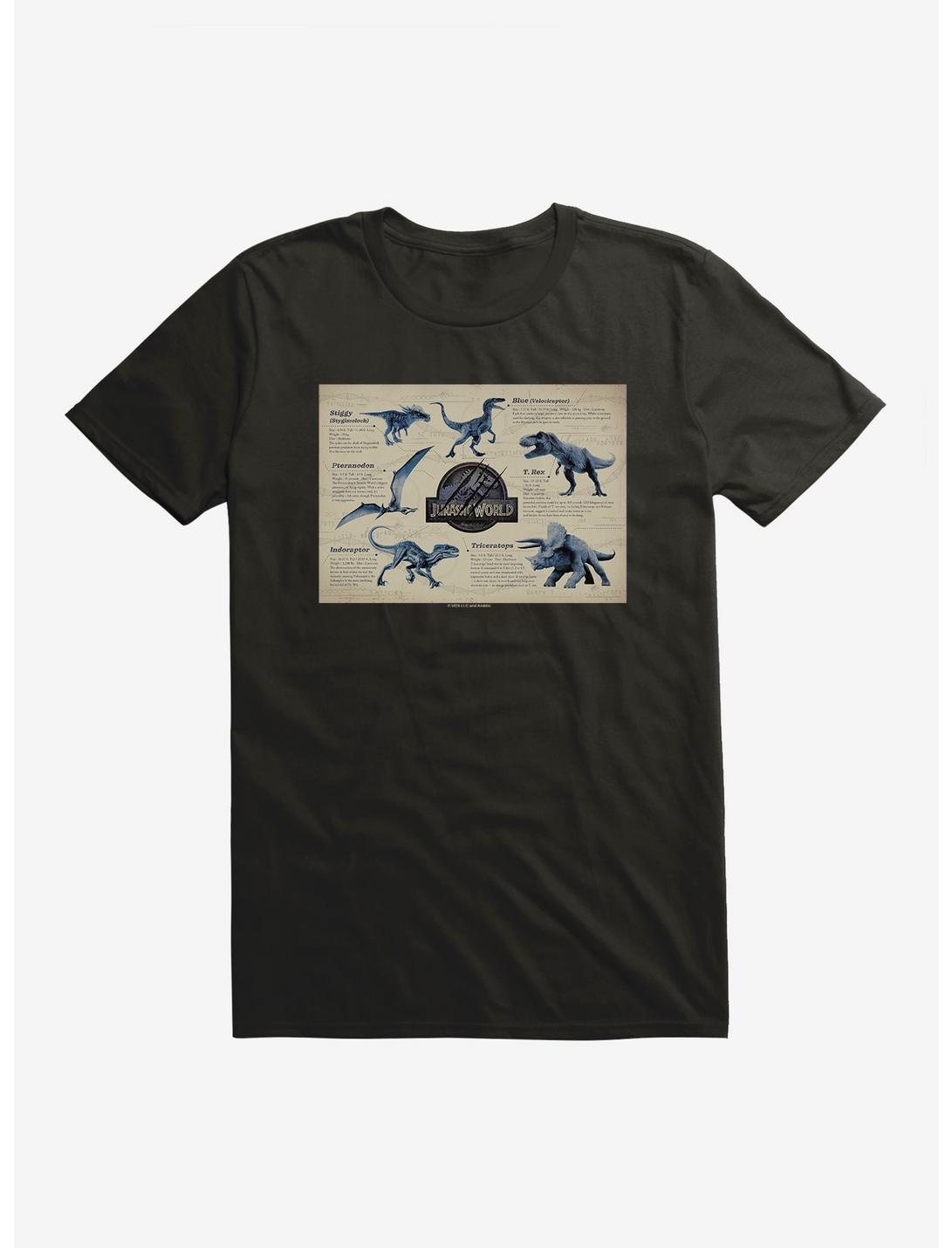 Jurassic World Dino Info Rectangle Greyscale T-Shirt, , hi-res