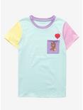LINE FRIENDS BROWN & FRIENDS Colorblock Pocket Women's T-Shirt - BoxLunch Exclusive, LIGHT BLUE, hi-res