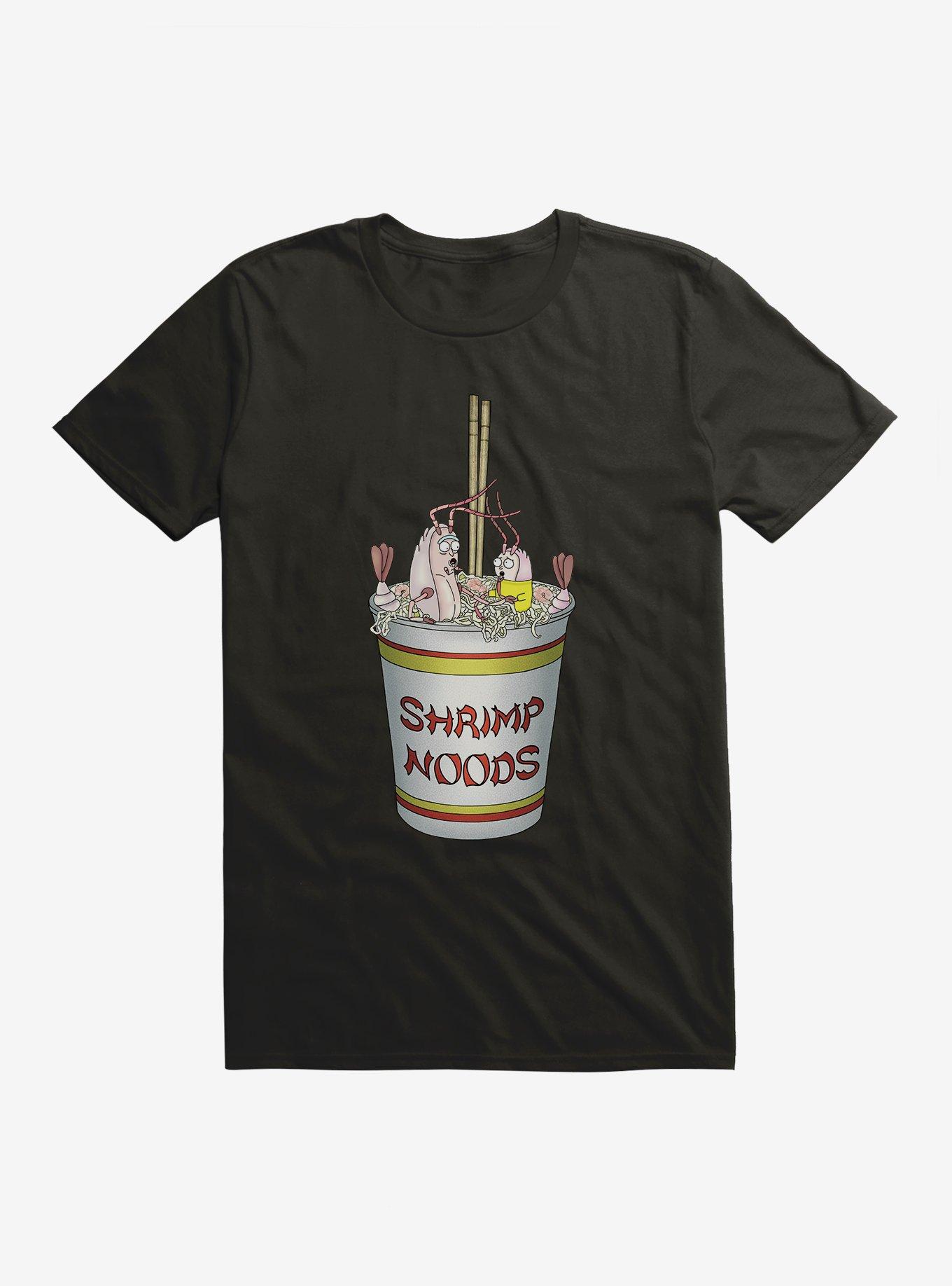 Rick And Morty Shrimp Noods T-Shirt, BLACK, hi-res