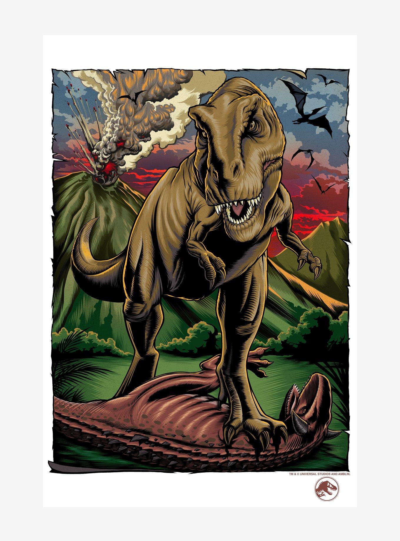Jurassic World Volcano Attack Poster, WHITE, hi-res