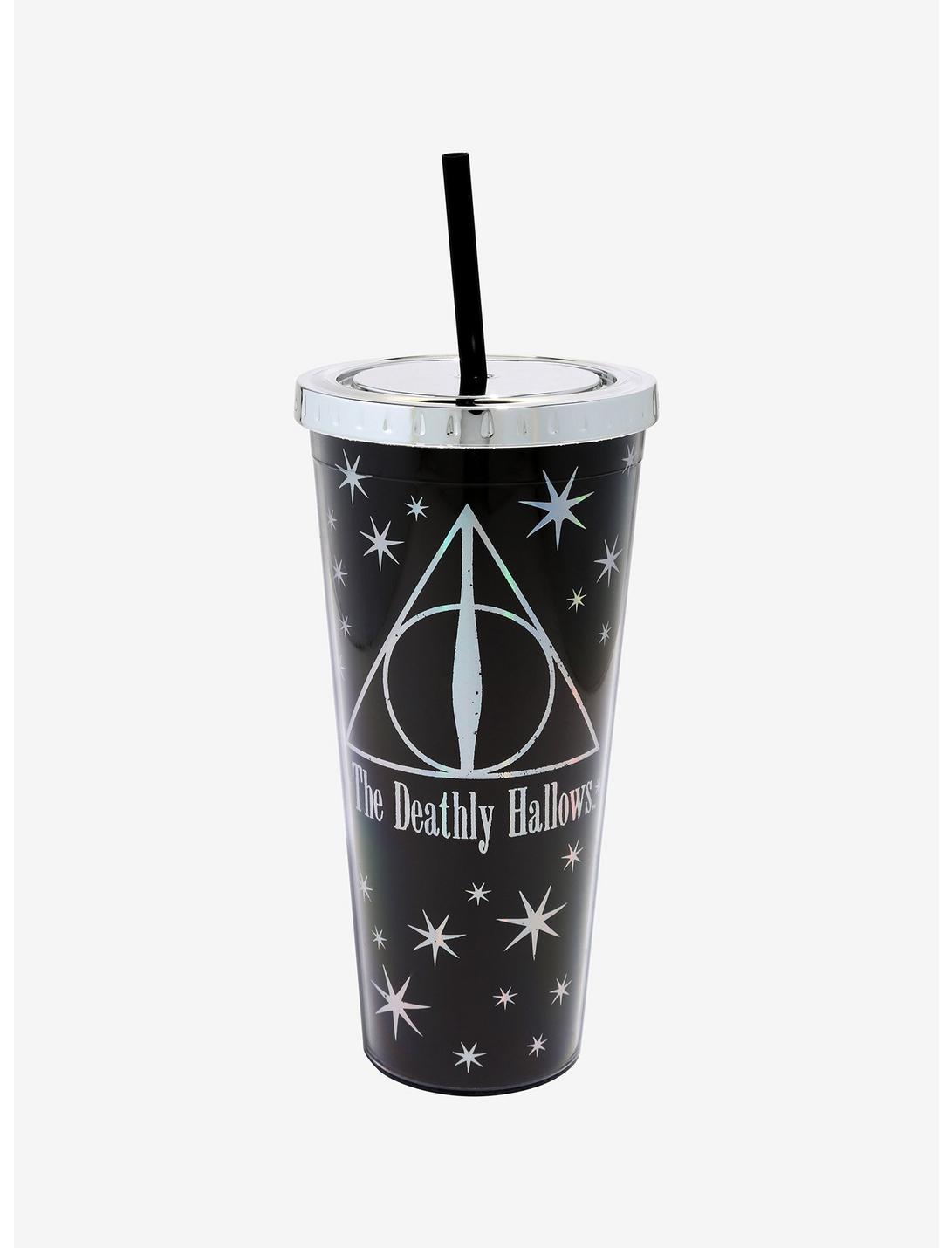 Harry Potter Deathly Hallows Silver Foil Acrylic Travel Cup, , hi-res