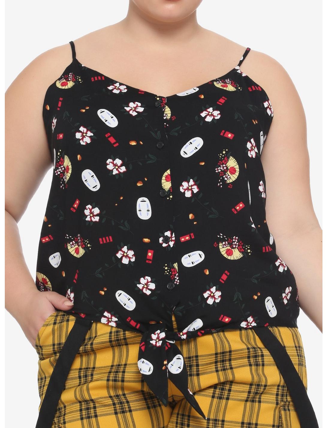 Studio Ghibli Spirited Away Icon Tie-Front Girls Woven Button-Up Tank Top Plus Size, MULTI, hi-res